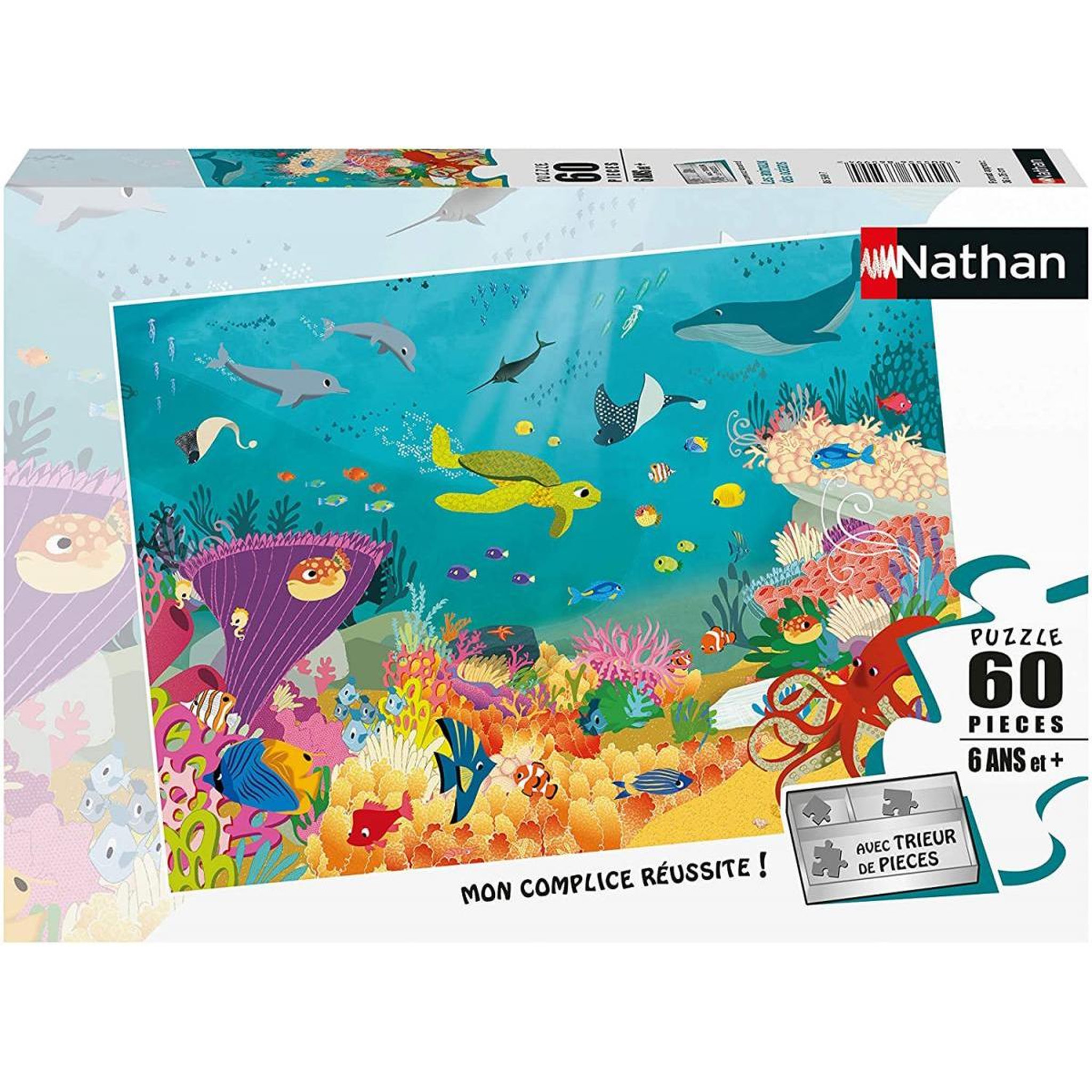 Voir la diapositive 2 : Nathan Puzzle 60P les animaux des oceans