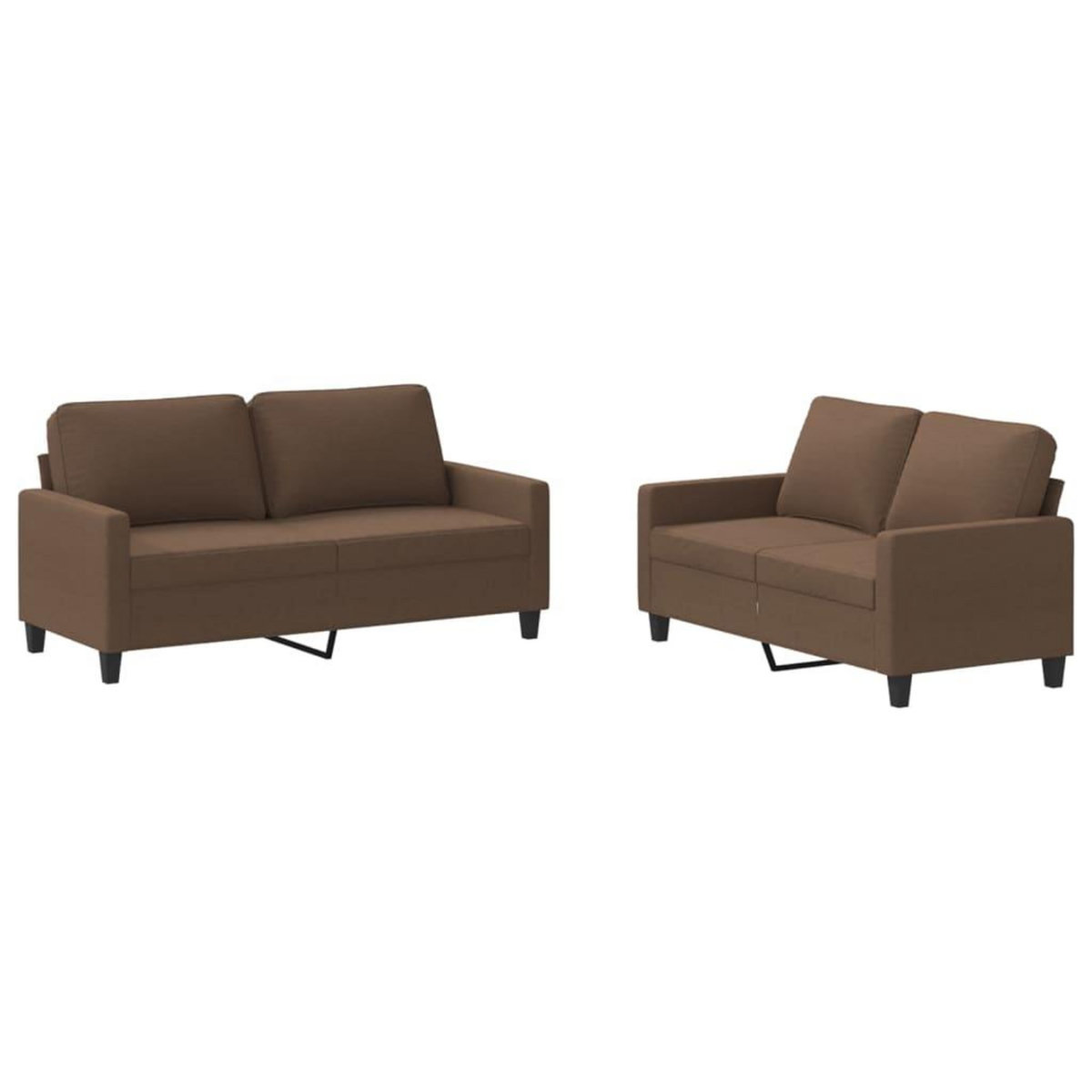 VIDAXL Ensemble de canapes 2 pcs avec coussins Marron Tissu