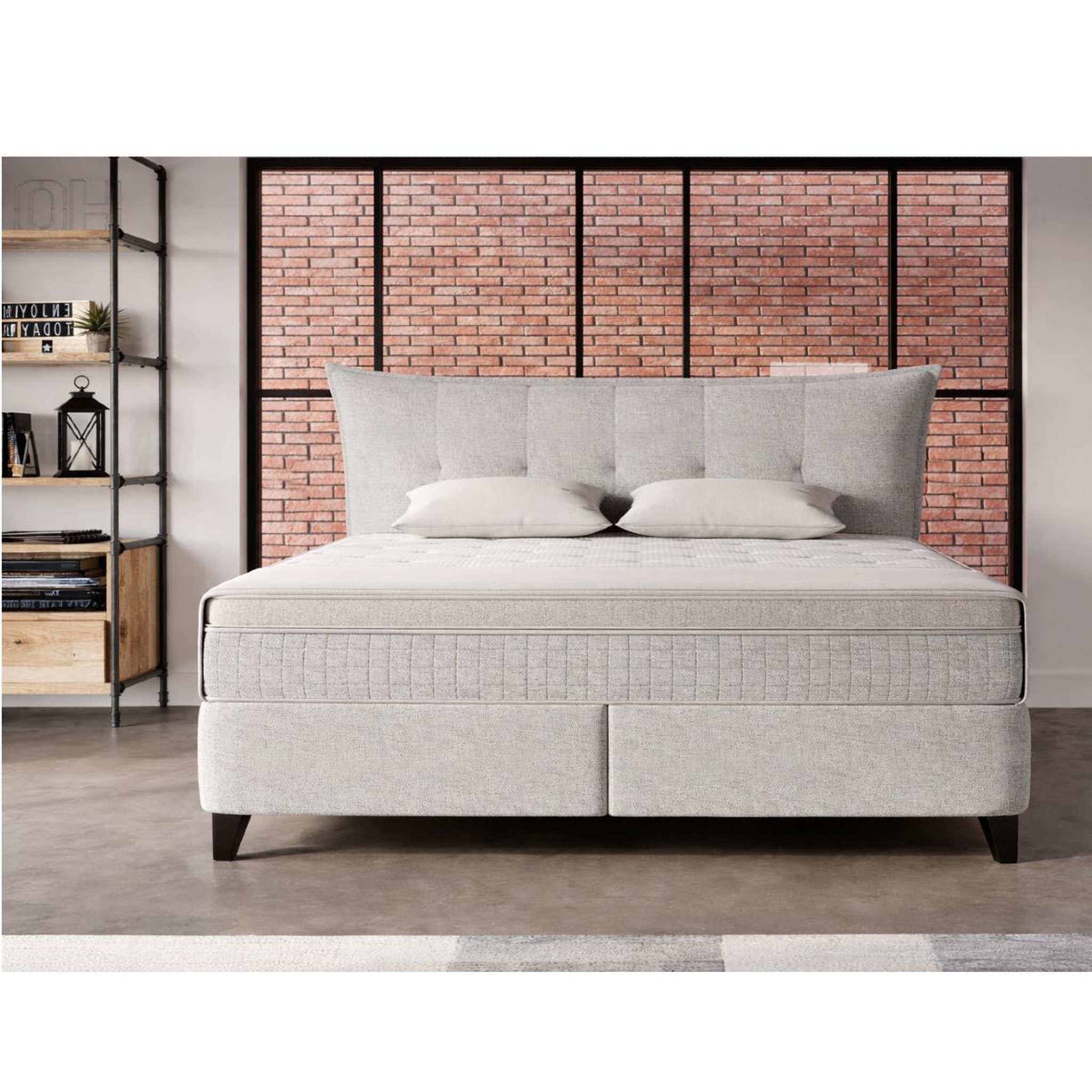 Voir la diapositive 3 : JLC KREATION Lit boxspring coffre complet 160cm + matelas + surmatelas gracy