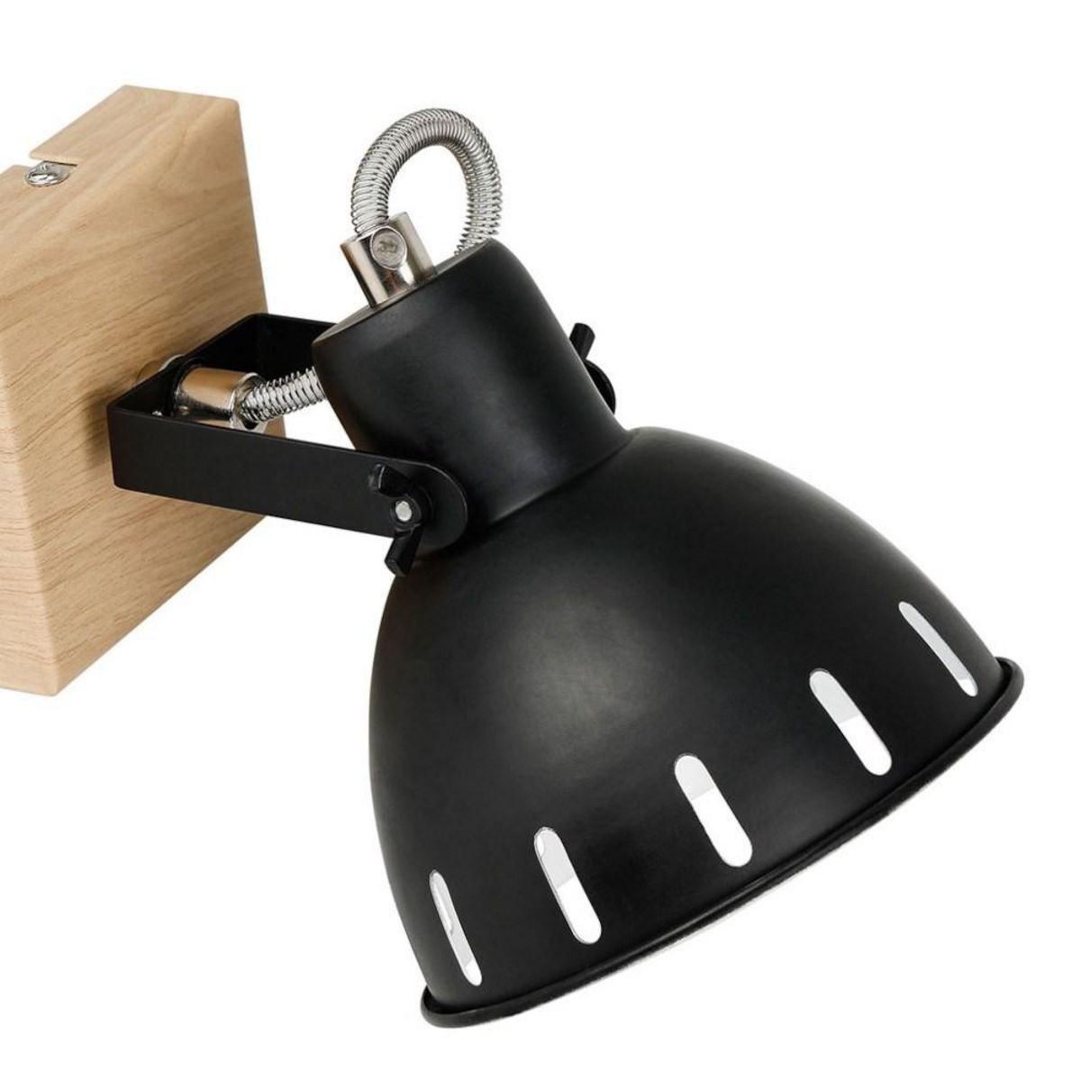 OSTARIA Spot patère orientable 1 abat-jour métal noir