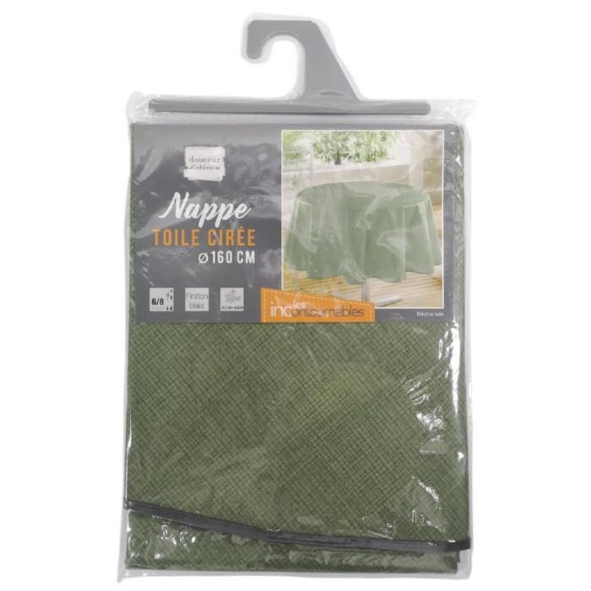 Paris Prix Nappe Ronde Toile Cirée  Declino  160cm Kaki