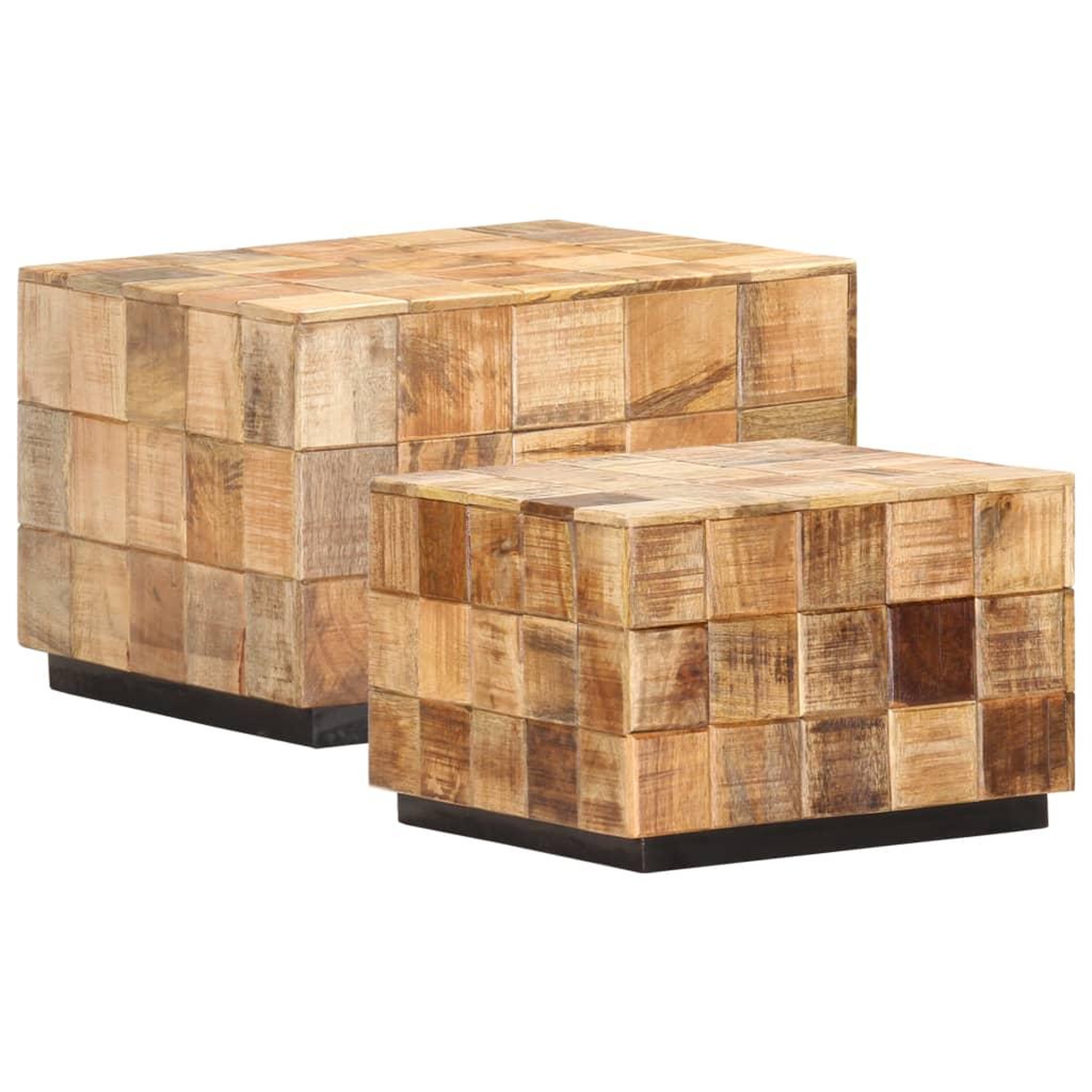VIDAXL Tables basses 2 pcs avec design de blocs bois de manguier brut