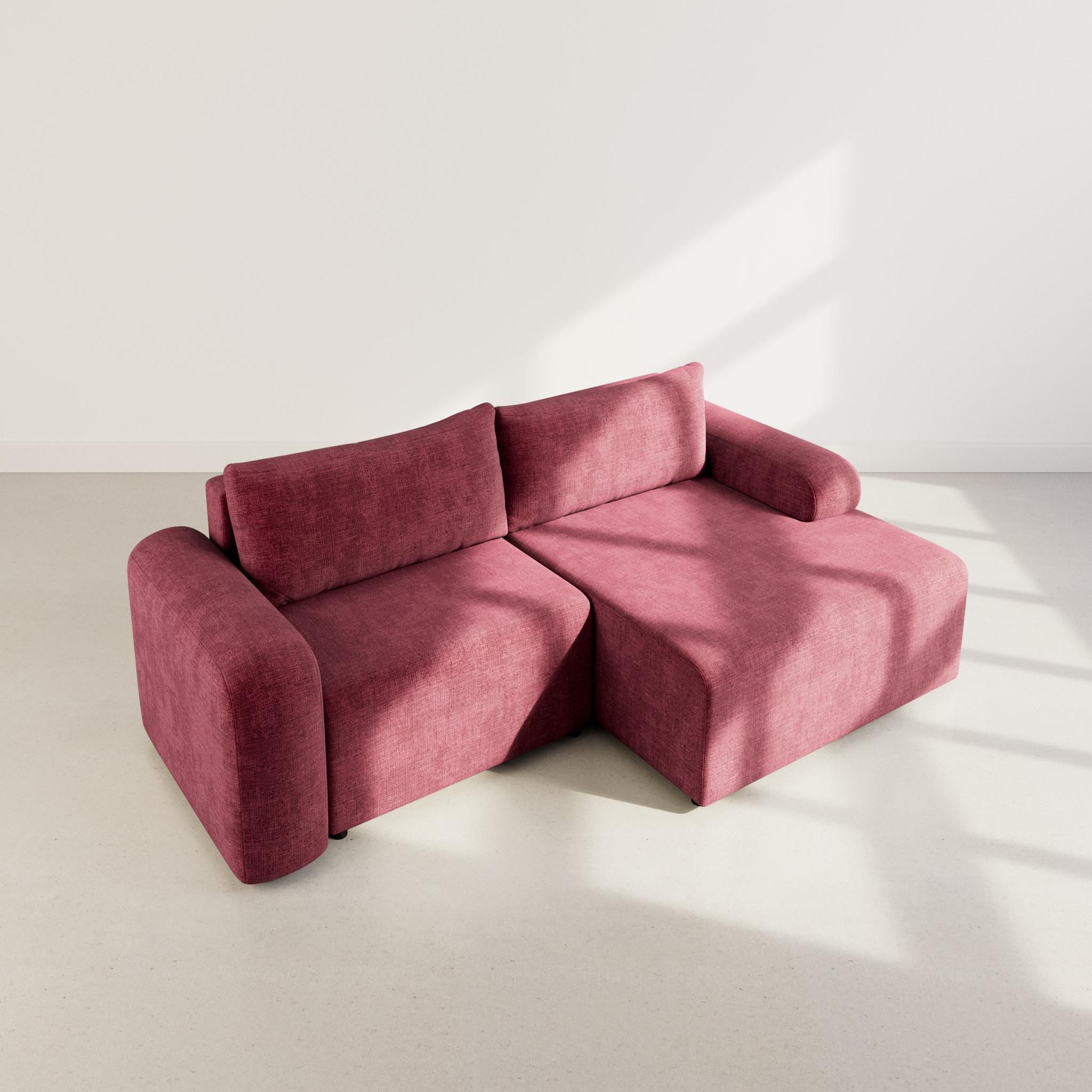 Voir la diapositive 6 : BEST MOBILIER Rebecca - canapé d'angle droit 4 places convertible avec coffre en velours texturé