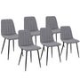 Voir la diapositive 1 : ID MARKET Lot de 6 chaises MIRA en tissu gris clair pour salle à manger