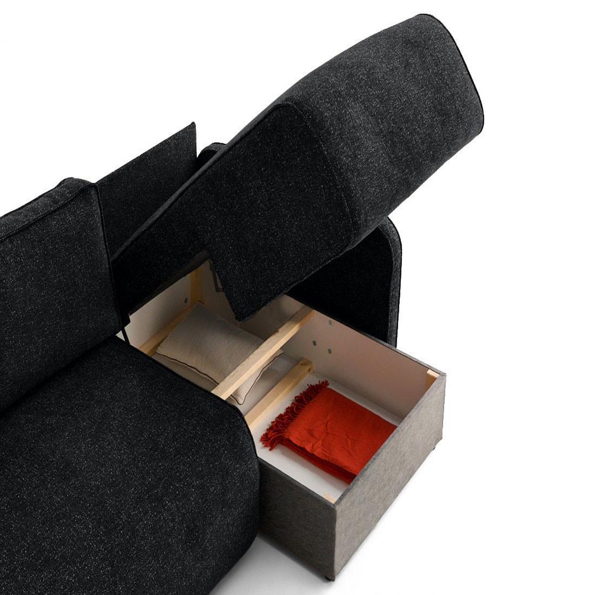Voir la diapositive 2 : LISA DESIGN Apolline - canapé d'angle réversible 4 places convertible avec coffres en tissu moucheté