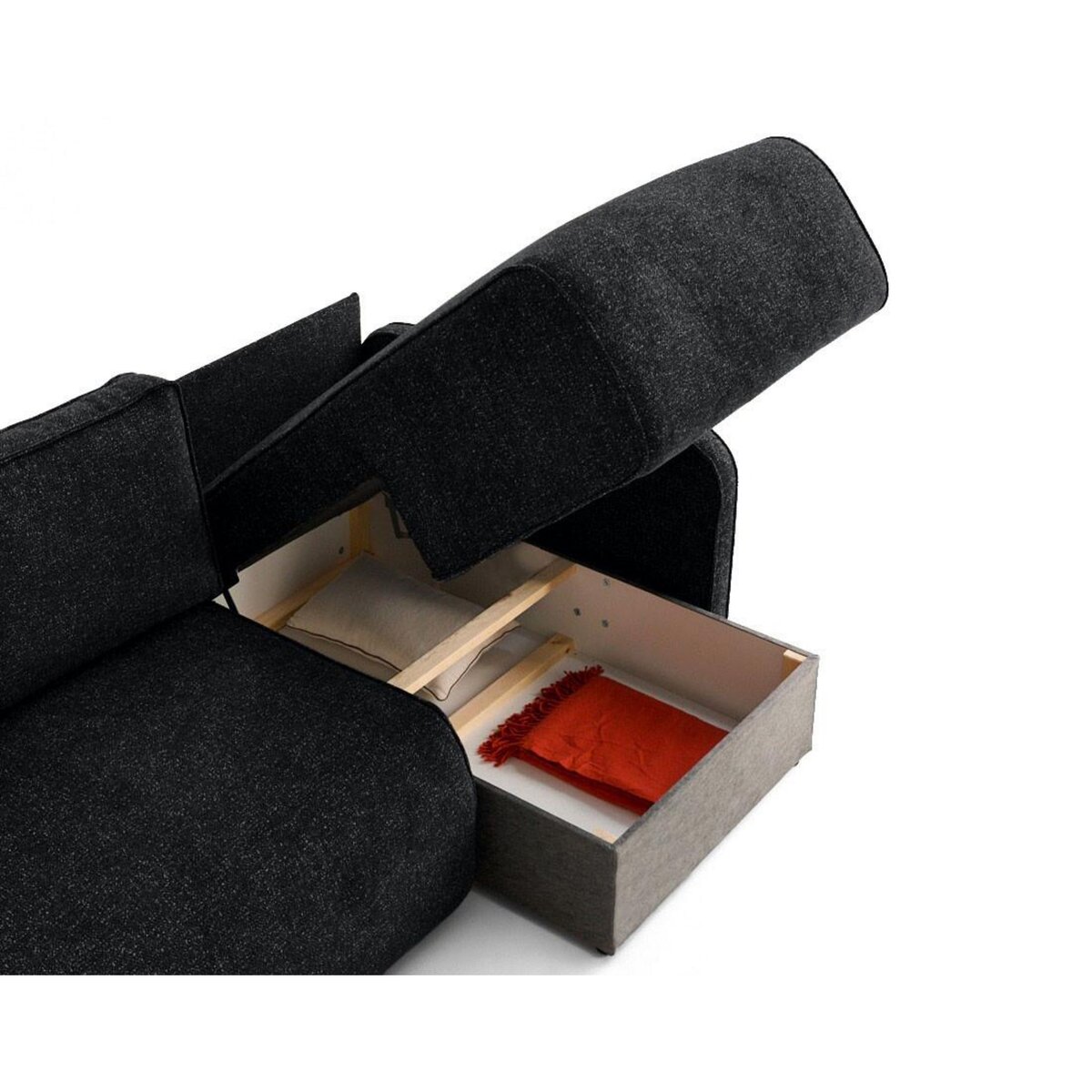 LISA DESIGN Apolline - canapé d'angle réversible 4 places convertible avec coffres en tissu moucheté