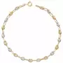 L'ATELIER D'AZUR Bracelet Femme 2 Ors -  Or Bicolore - Maille Grain de Café Jaune et Blanc