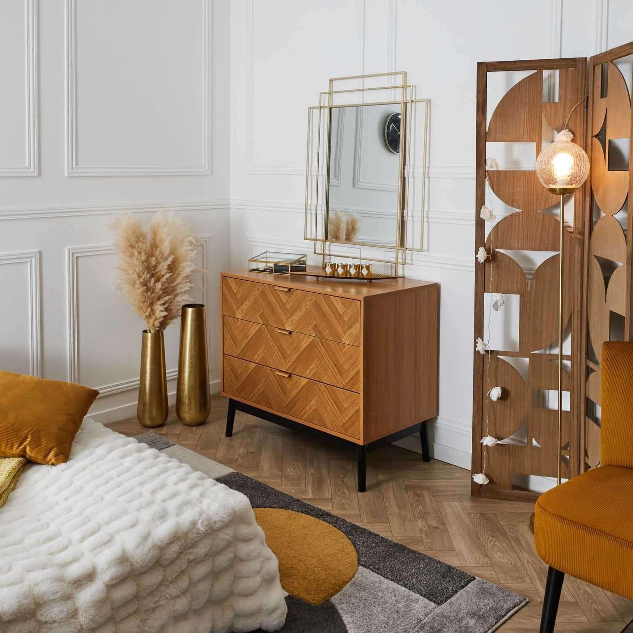 Voir la diapositive 2 : The Home Deco Factory Commode 3 tiroirs en bois felix - marron et noir