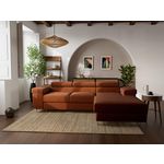 BEST MOBILIER Pablo - canapé d'angle droit - 6 places - convertible avec coffre et têtières réglables - en velours côtelé. Coloris disponibles : Gris, Vert, Beige, Bleu, Noir, Orange