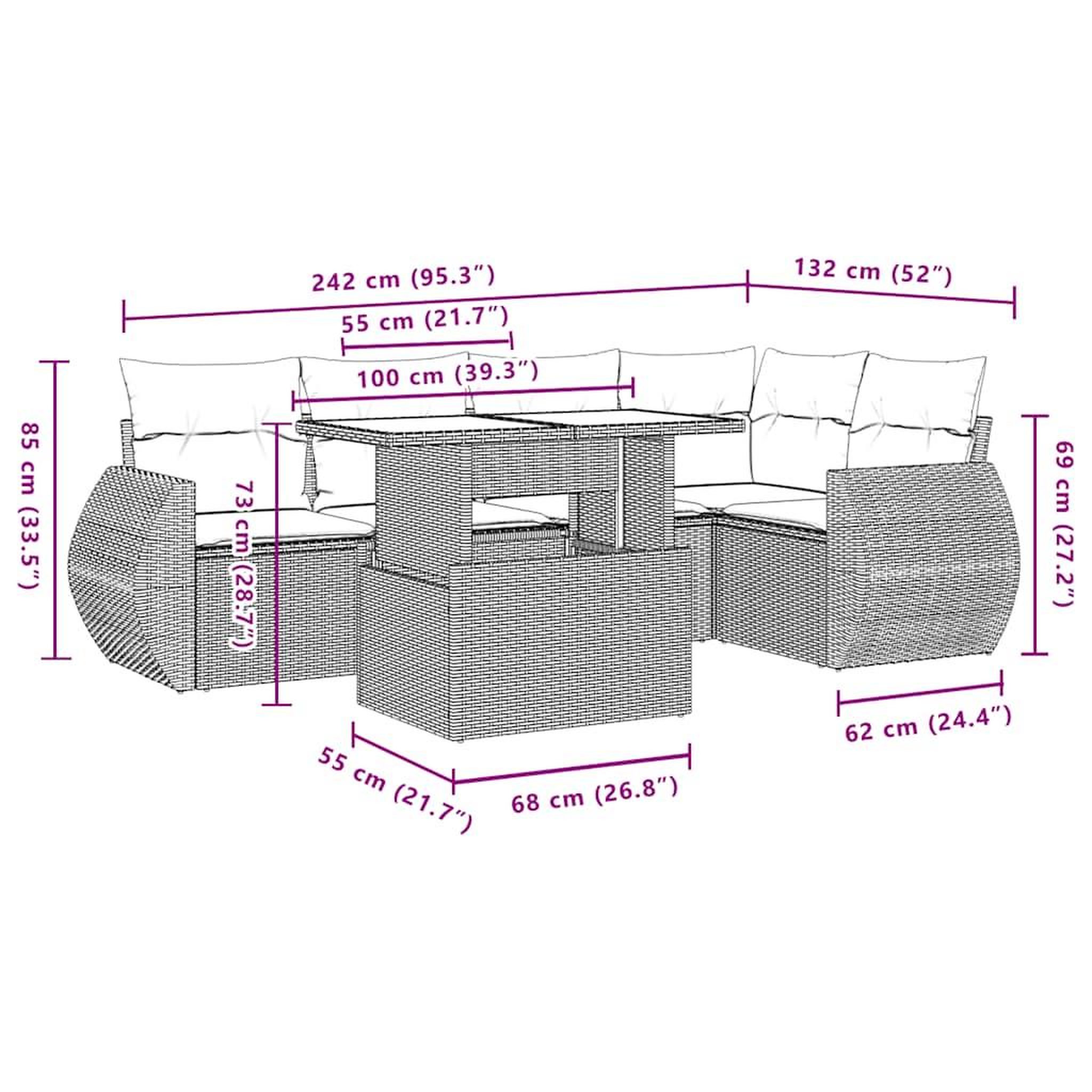Voir la diapositive 6 : VIDAXL Salon de jardin 6 pcs avec coussins noir resine tressee