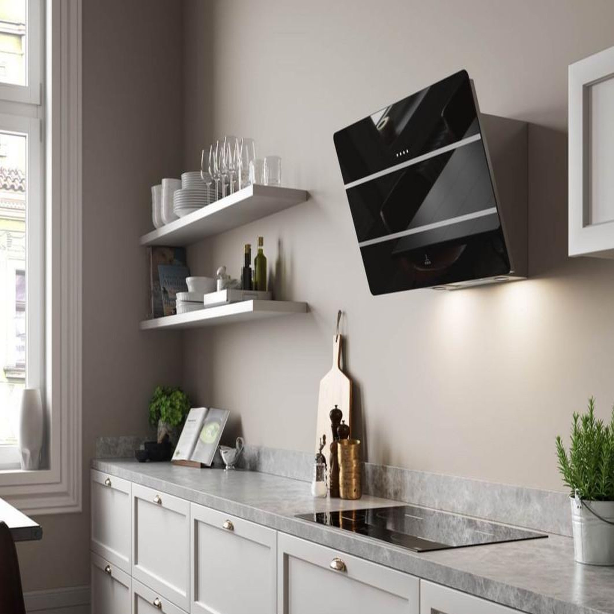 Voir la diapositive 5 : ROBLIN Hotte décorative inclinée 80cm 580m3/h noir - 5629997