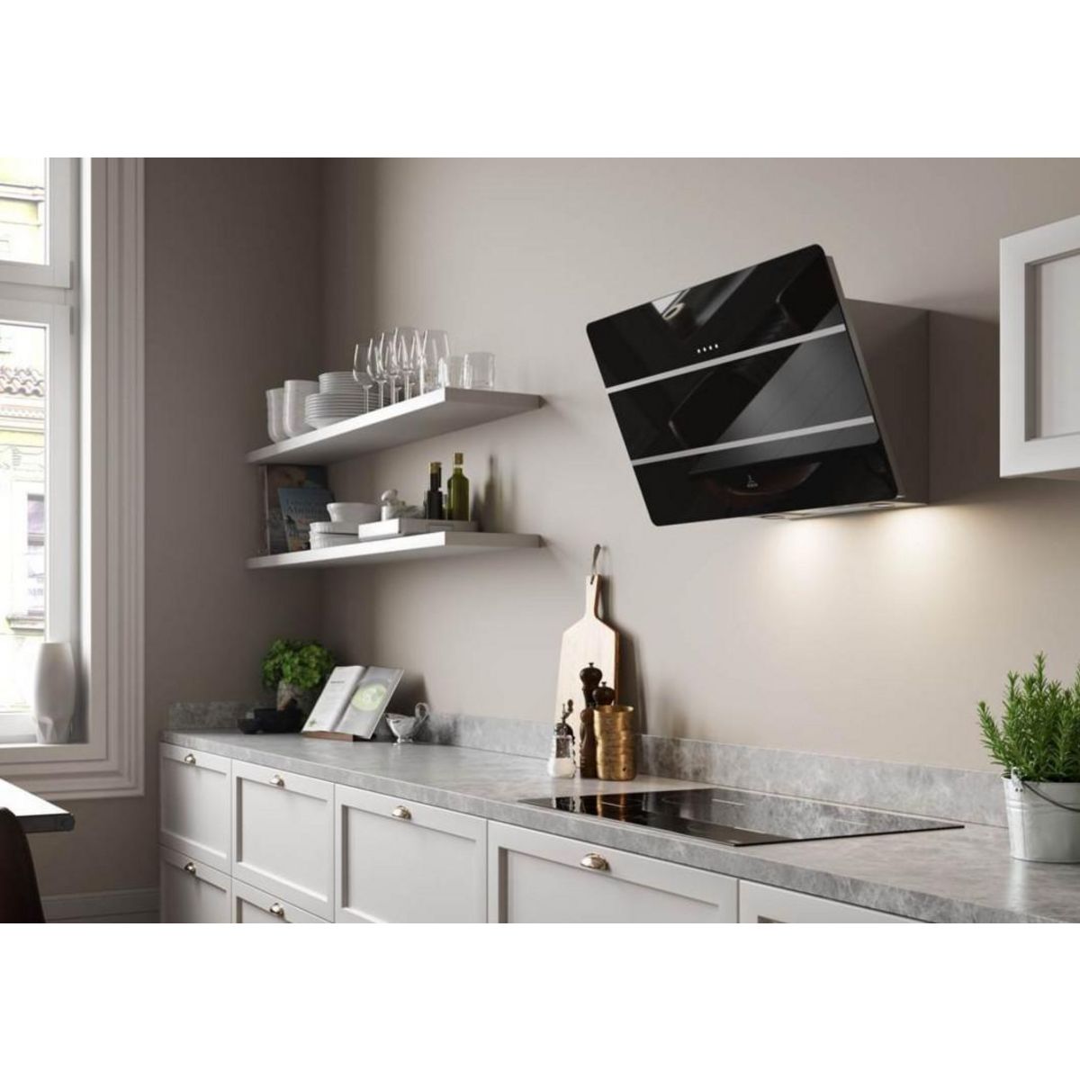 ROBLIN Hotte décorative inclinée 80cm 580m3/h noir - 5629997