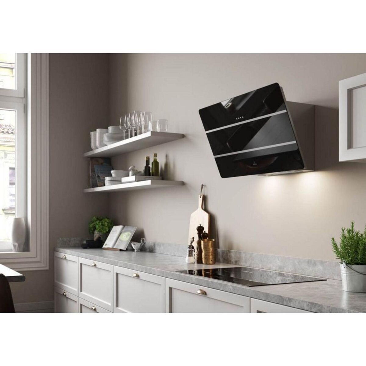 ROBLIN Hotte décorative inclinée 80cm 580m3/h noir - 5629997