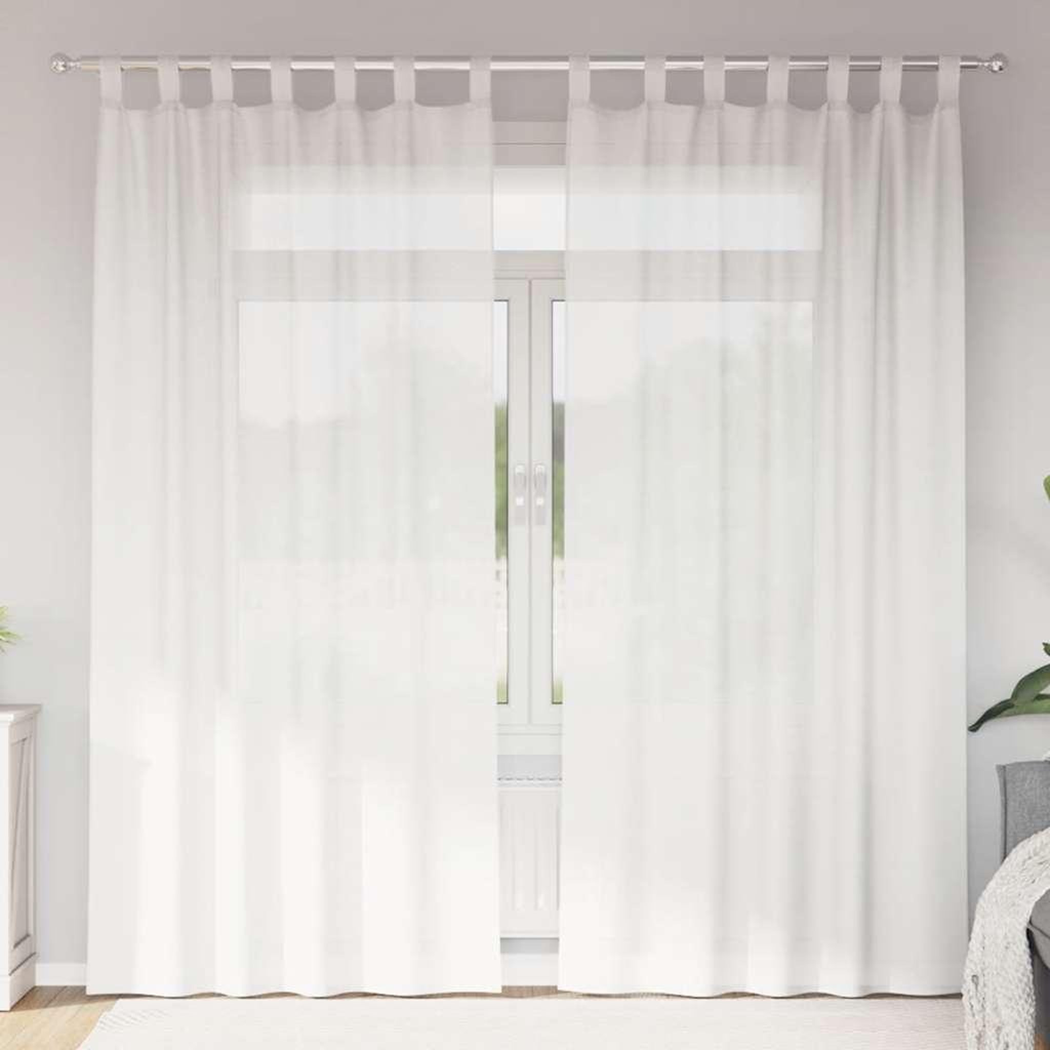 VIDAXL Rideaux en voile avec passe-tringles 2 pcs blanc