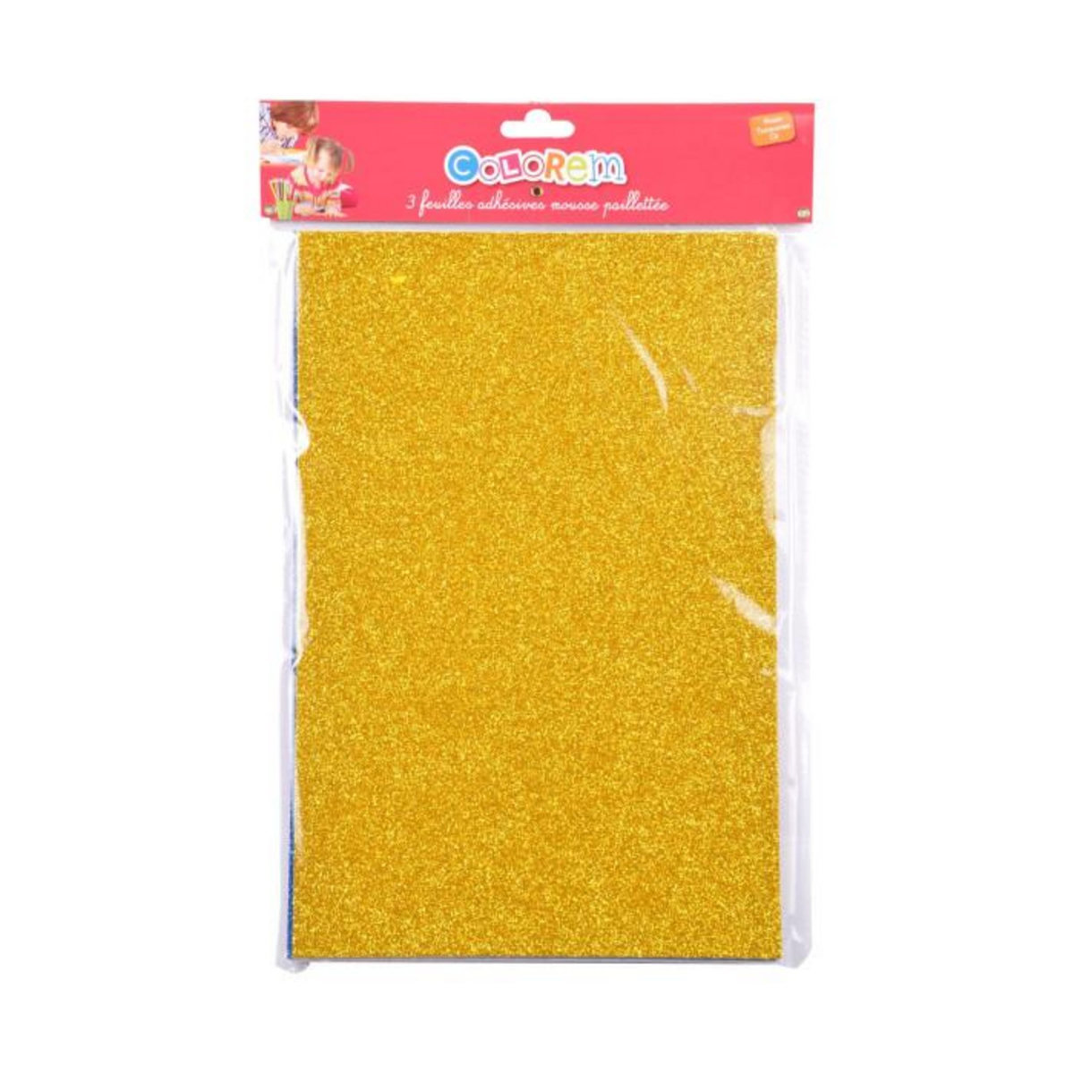 Paris Prix Lot de 3 Feuilles Adhésives Mousse  Paillettes  30cm Multicolore