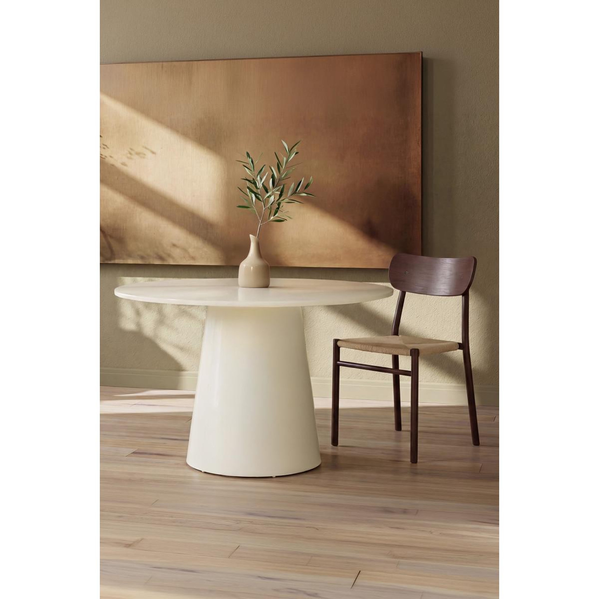Voir la diapositive 4 : Paris Prix Table à manger ronde brillante  lanzo  120cm beige
