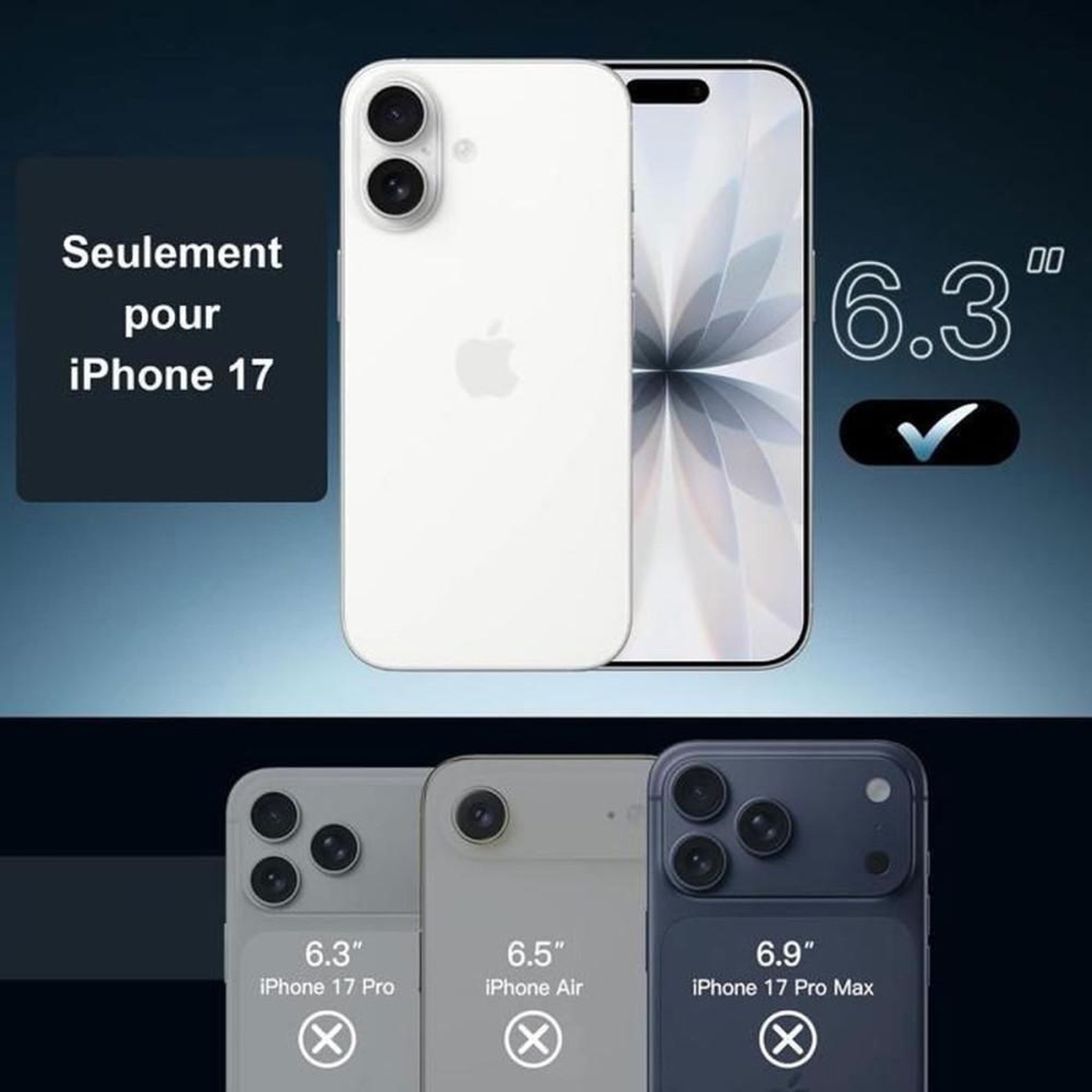 Voir la diapositive 3 : Coque iPhone 17 6,3 pouces silicone TPU avec dos PC transparent et cercle magnétique intégré