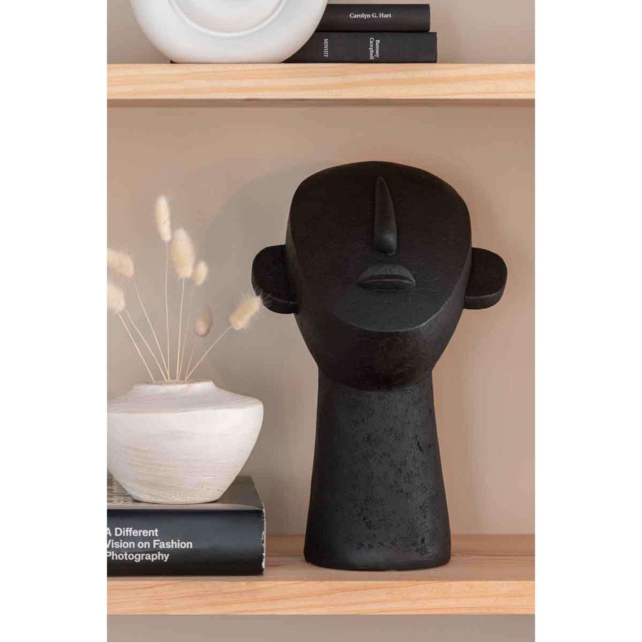 Voir la diapositive 5 : J-LINE Statuette déco  personnage visage  34cm noir