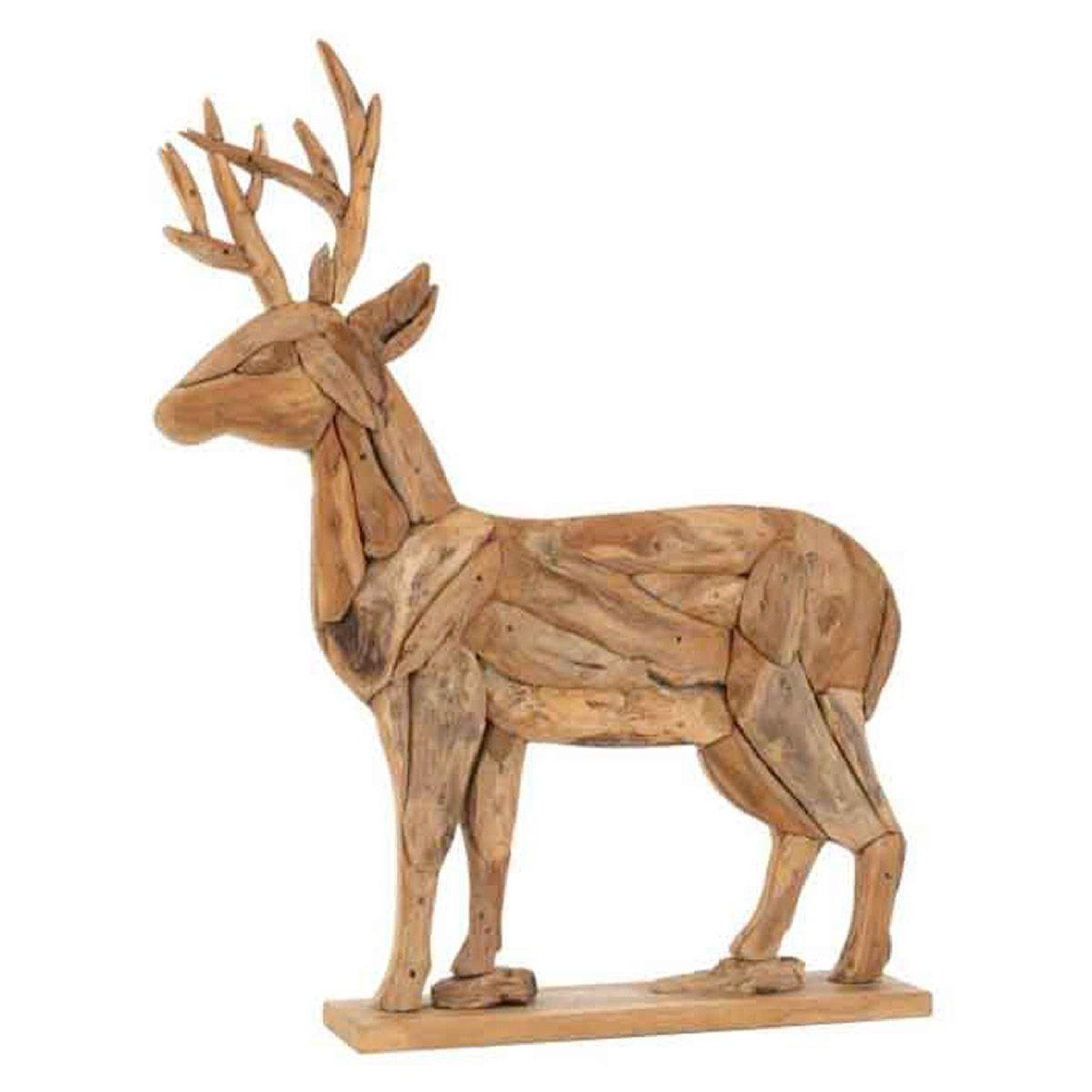Voir la diapositive 1 : J-LINE Statuette déco  cerf en bois  66cm naturel