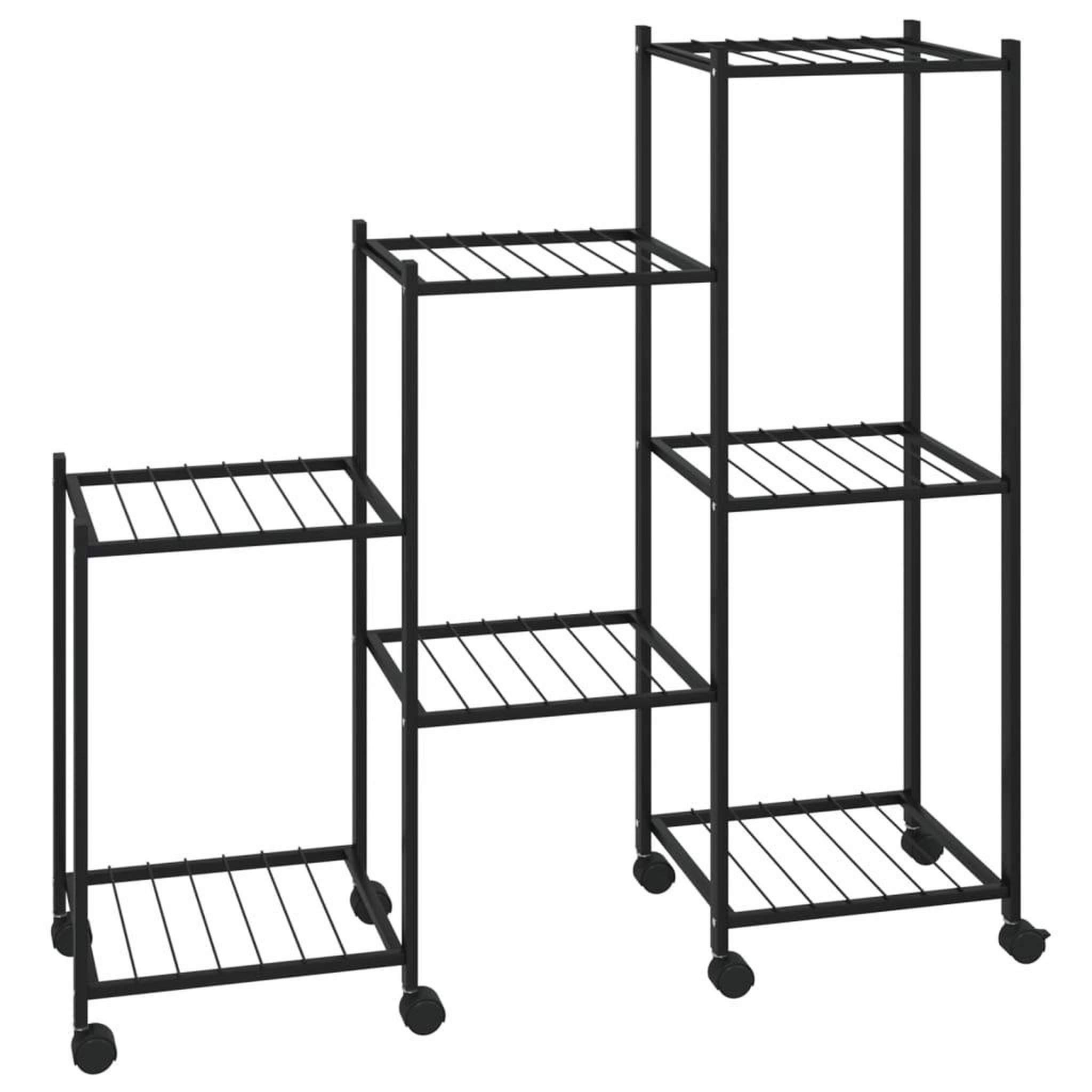 Voir la diapositive 2 : VIDAXL Jardiniere avec roues 83x25x83,5 cm Noir Fer