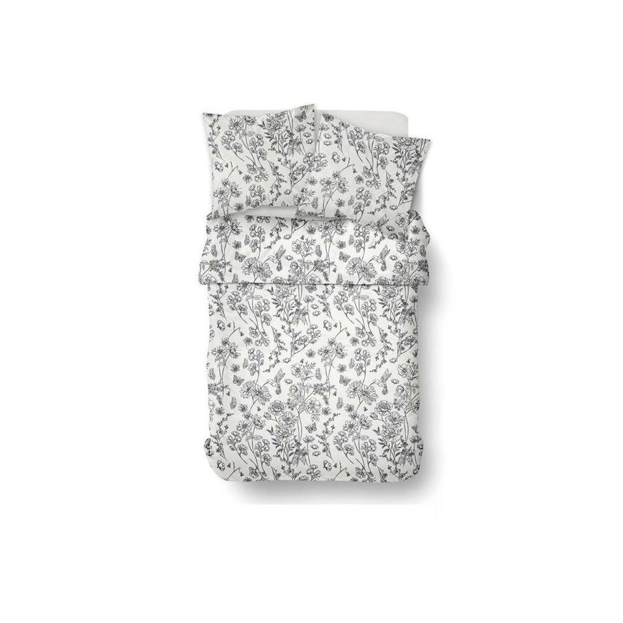 Voir la diapositive 4 : Today Housse de couette today sunshine en coton 100% réversible 260x240 cm + 2 taies 63x63 cm motif floral blanc