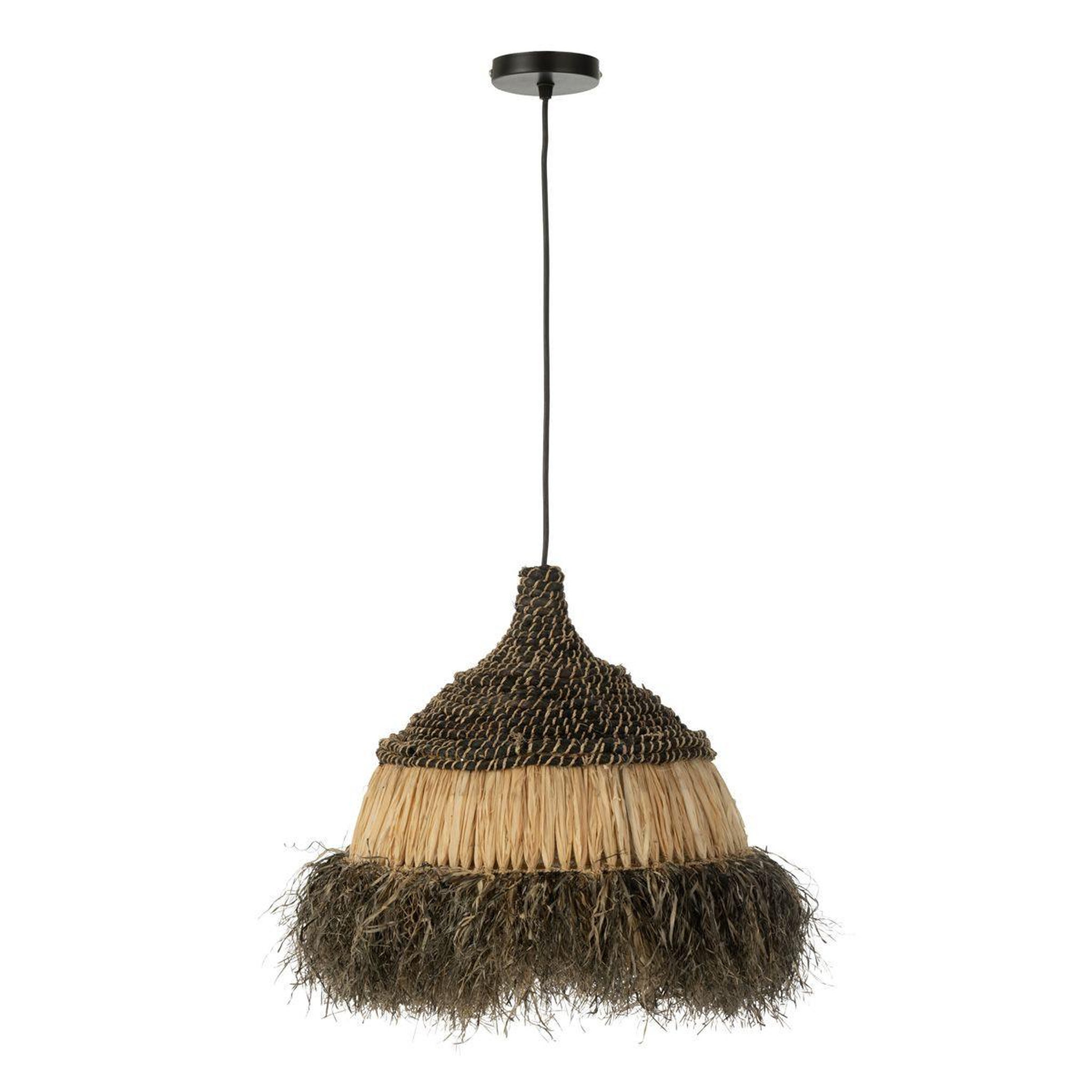 Voir la diapositive 1 : J-LINE Lampe suspension en raphia  lombok  40cm noir