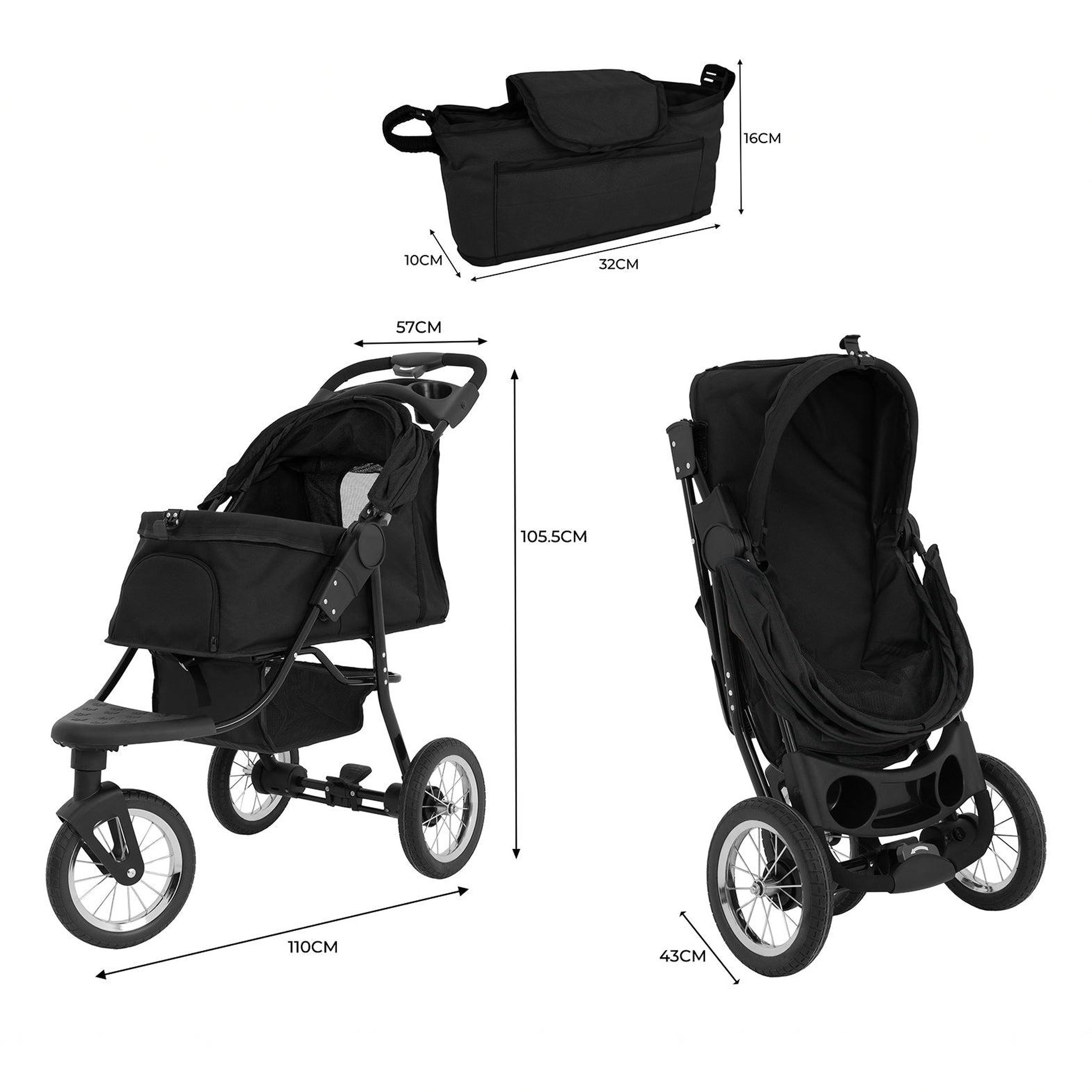 Voir la diapositive 5 : MONSTERSHOP Poussette jogger pour animal de compagnie