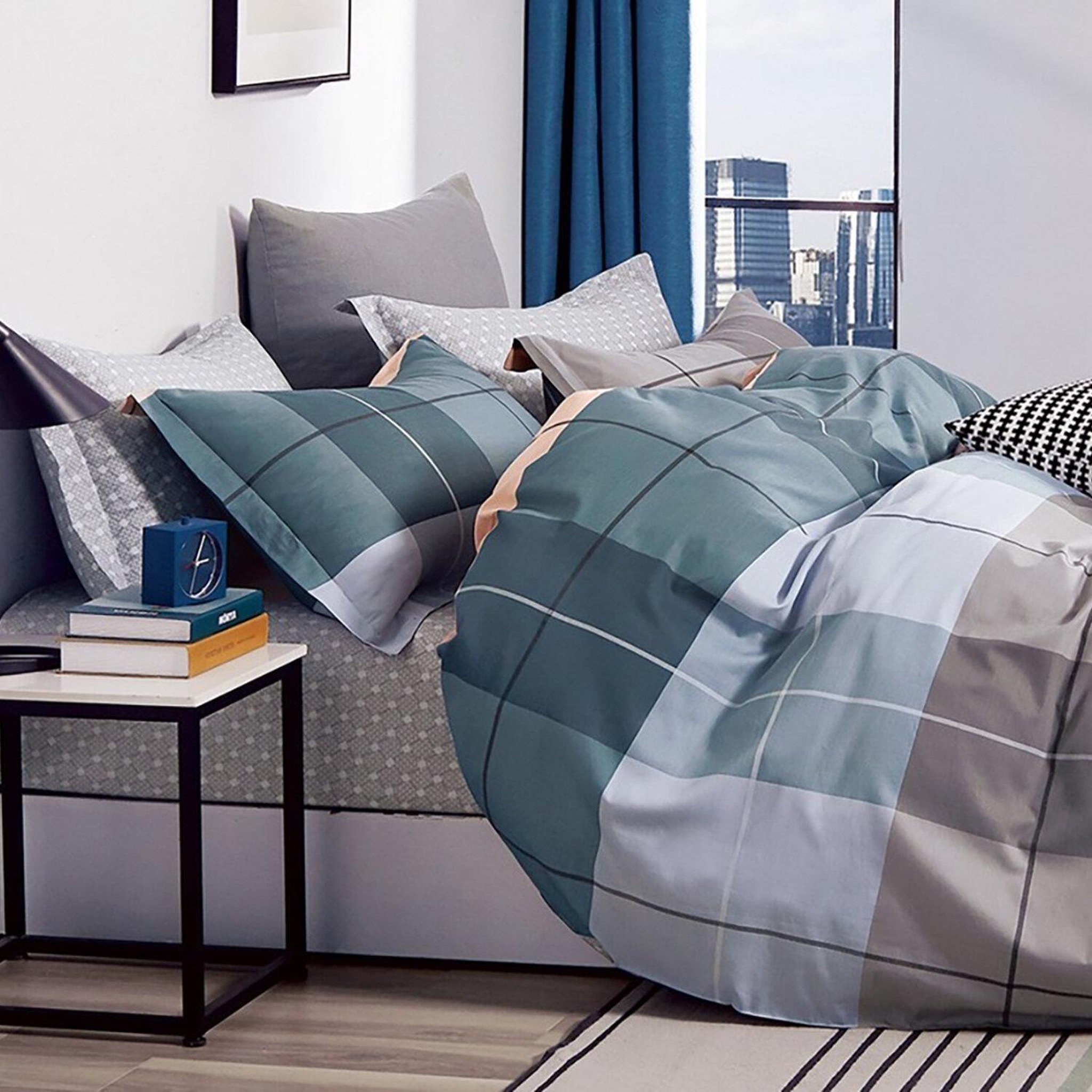 Voir la diapositive 2 : Home collection Parure housse de couette 100 % percale de coton 80 fils Urban