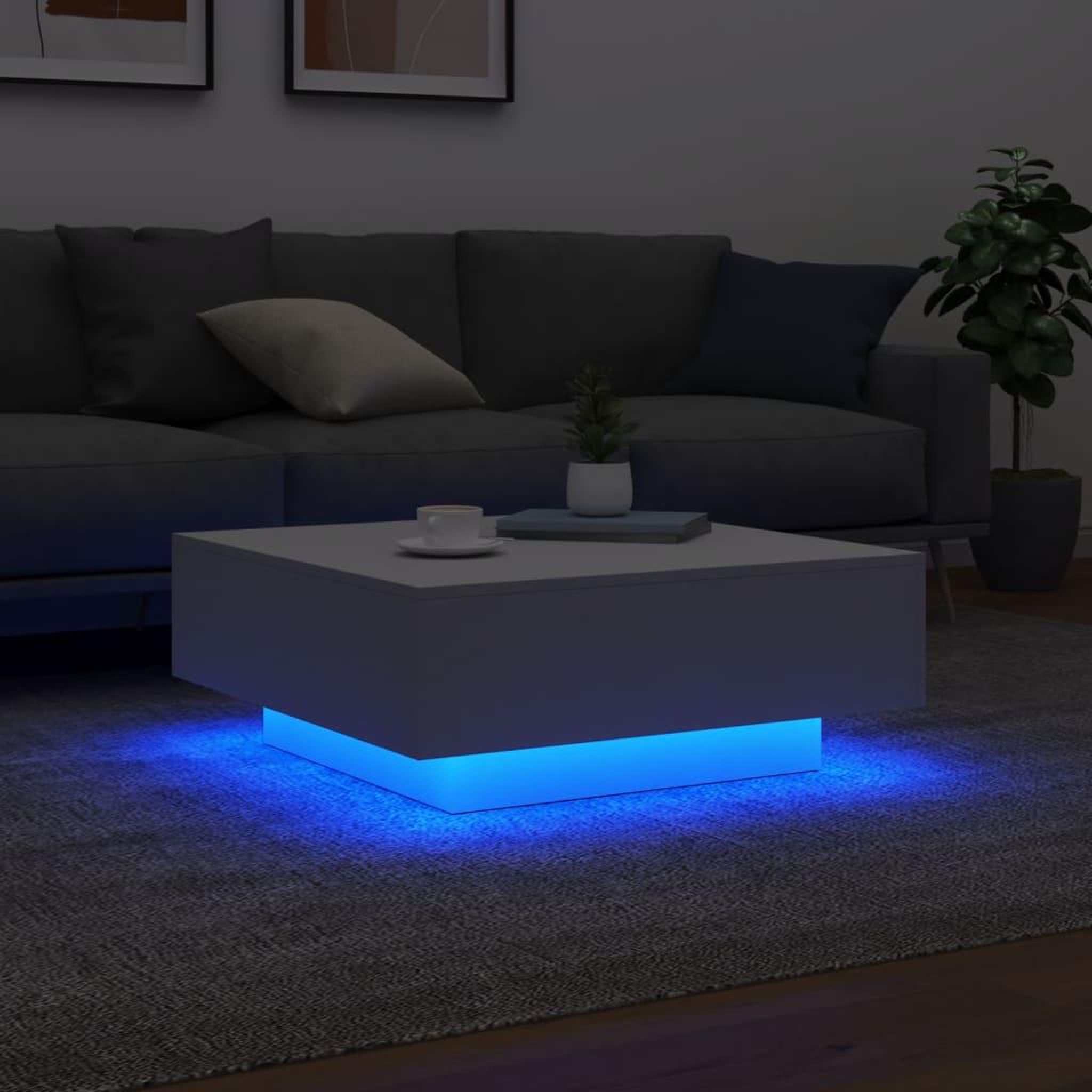 Voir la diapositive 4 : VIDAXL Table basse avec lumieres LED blanc 80x80x31 cm