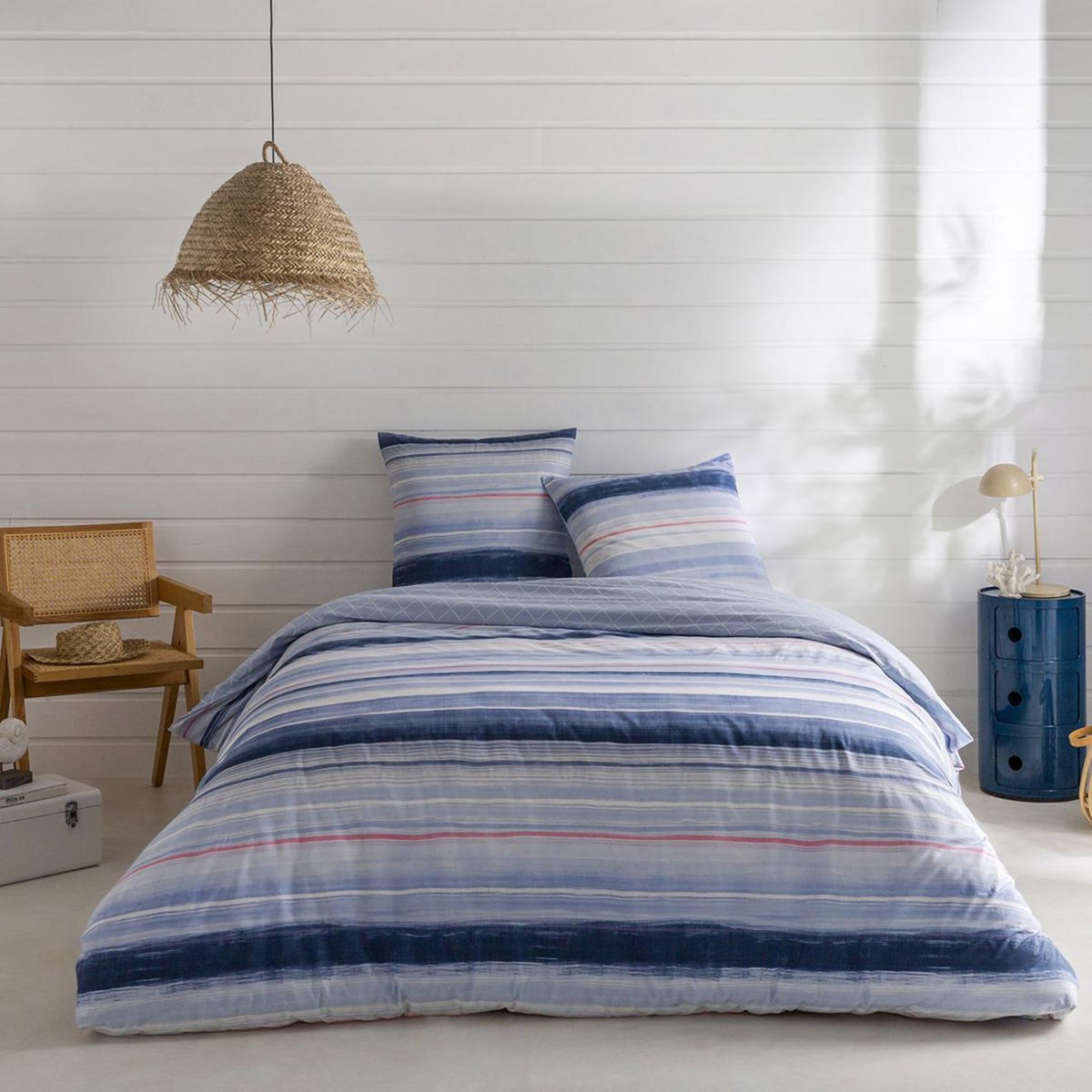 DODO Pack Housse de couette  + Taie(s) d'oreiller Coton Onde