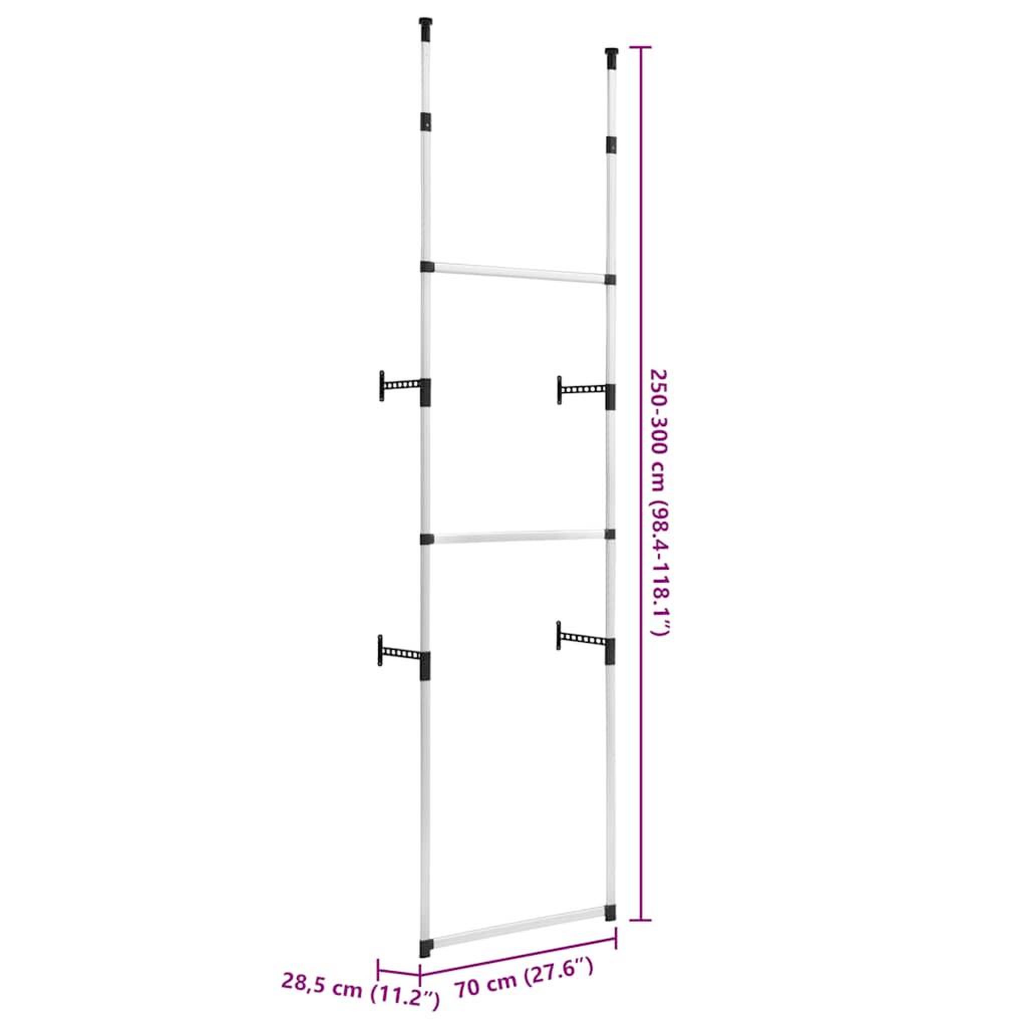 Voir la diapositive 6 : VIDAXL Systeme de garde-robe telescopique avec barres aluminium
