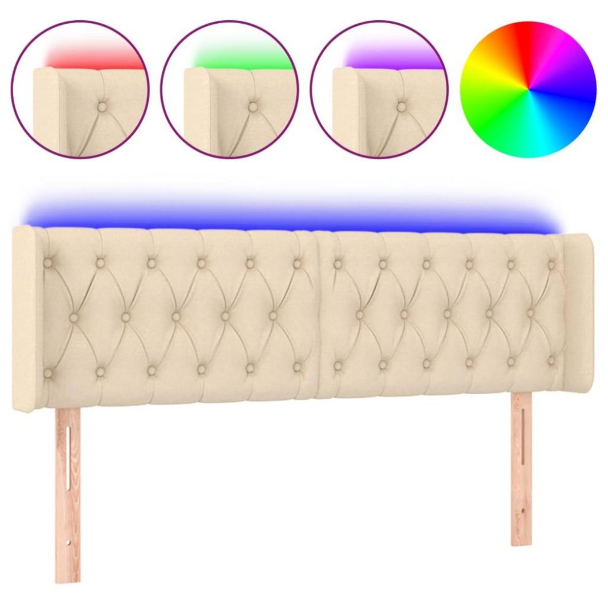 VIDAXL Tete de lit a LED Creme 163x16x78/88 cm Tissu