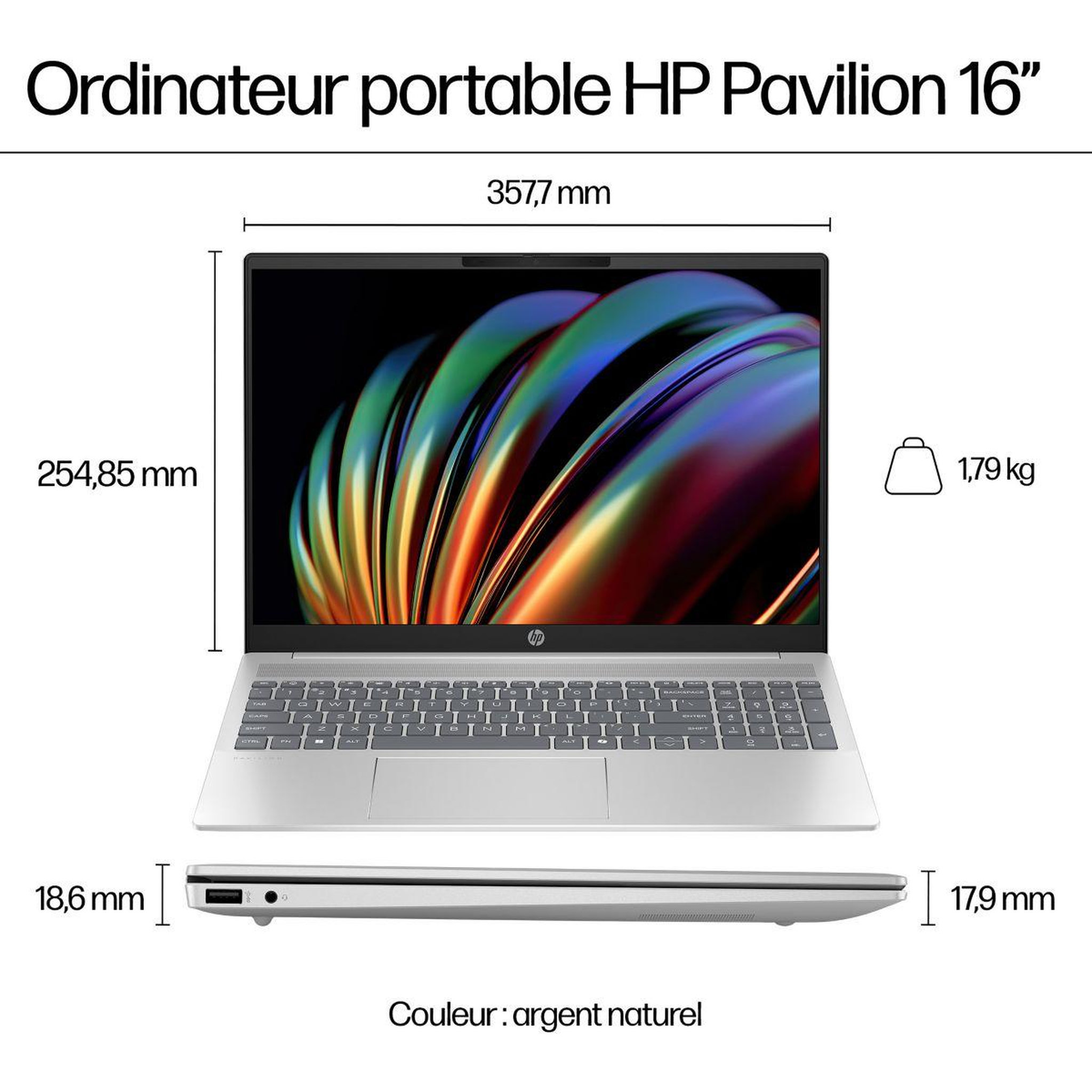 Voir la diapositive 3 : HP Ordinateur portable Pavilion 16-af0026nf