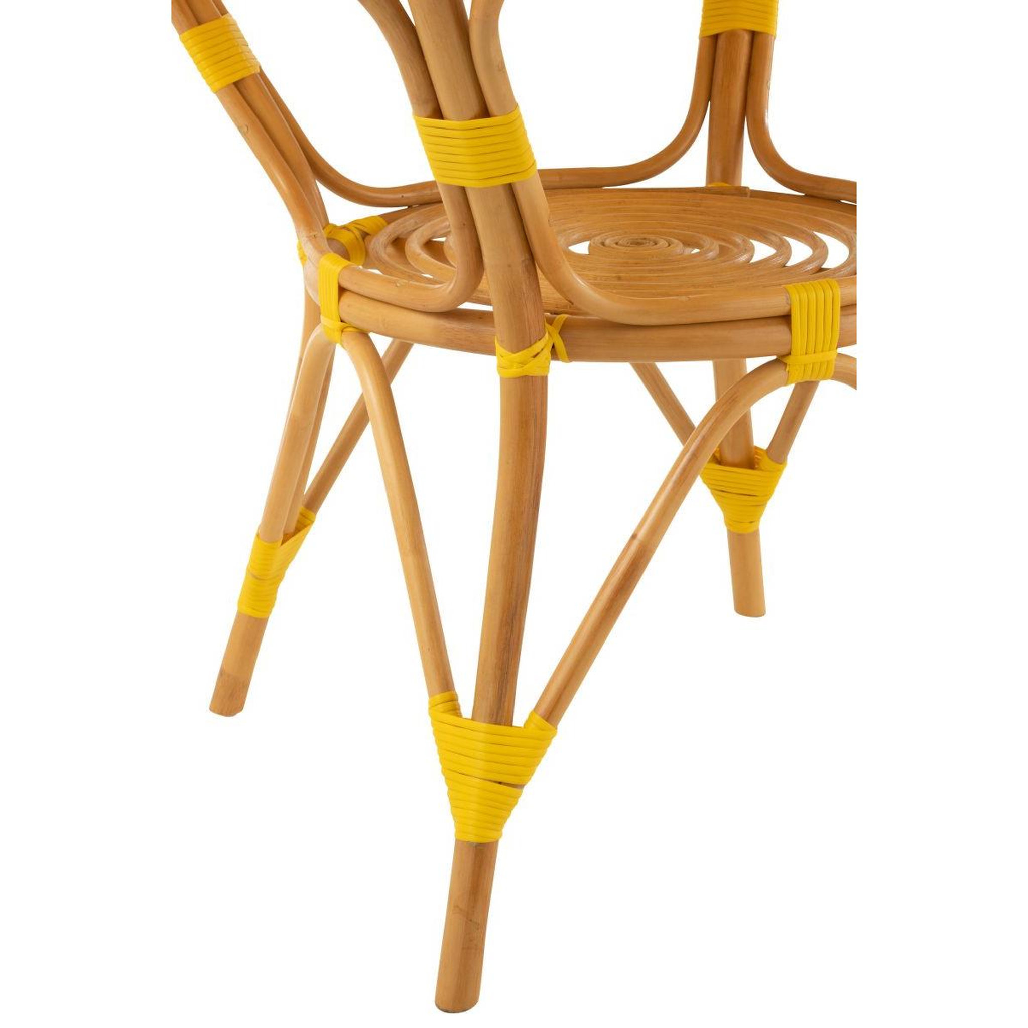 Voir la diapositive 5 : J-LINE Table à manger en rotin  danial  90cm jaune
