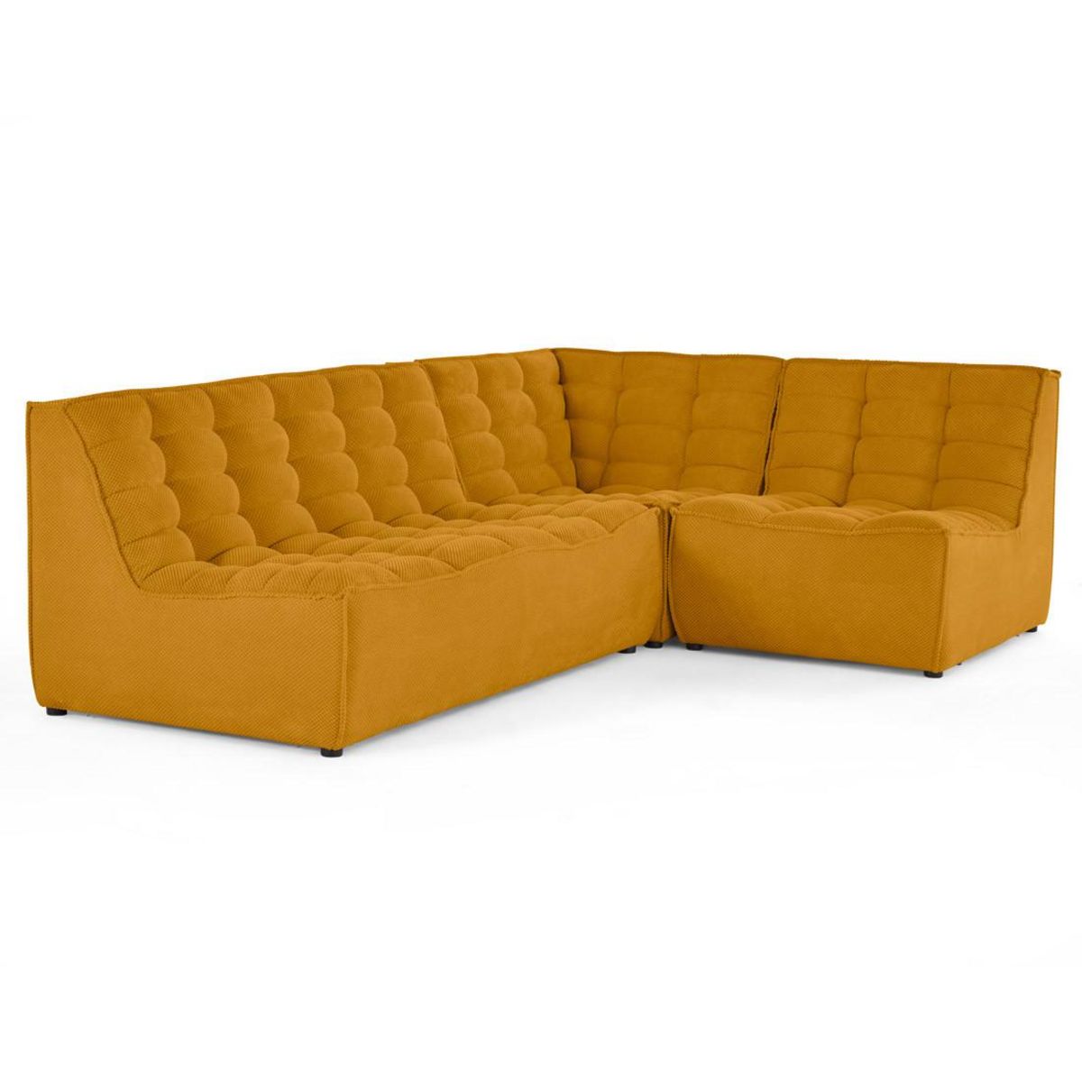 LISA DESIGN Ellie - canapé modulable d'angle réversible 4 places en velours texturé