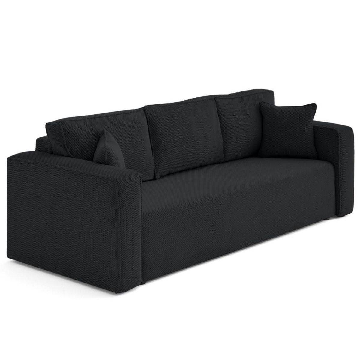 BEST MOBILIER Topaze - canapé droit 3 places convertible avec coffre en velours texturé