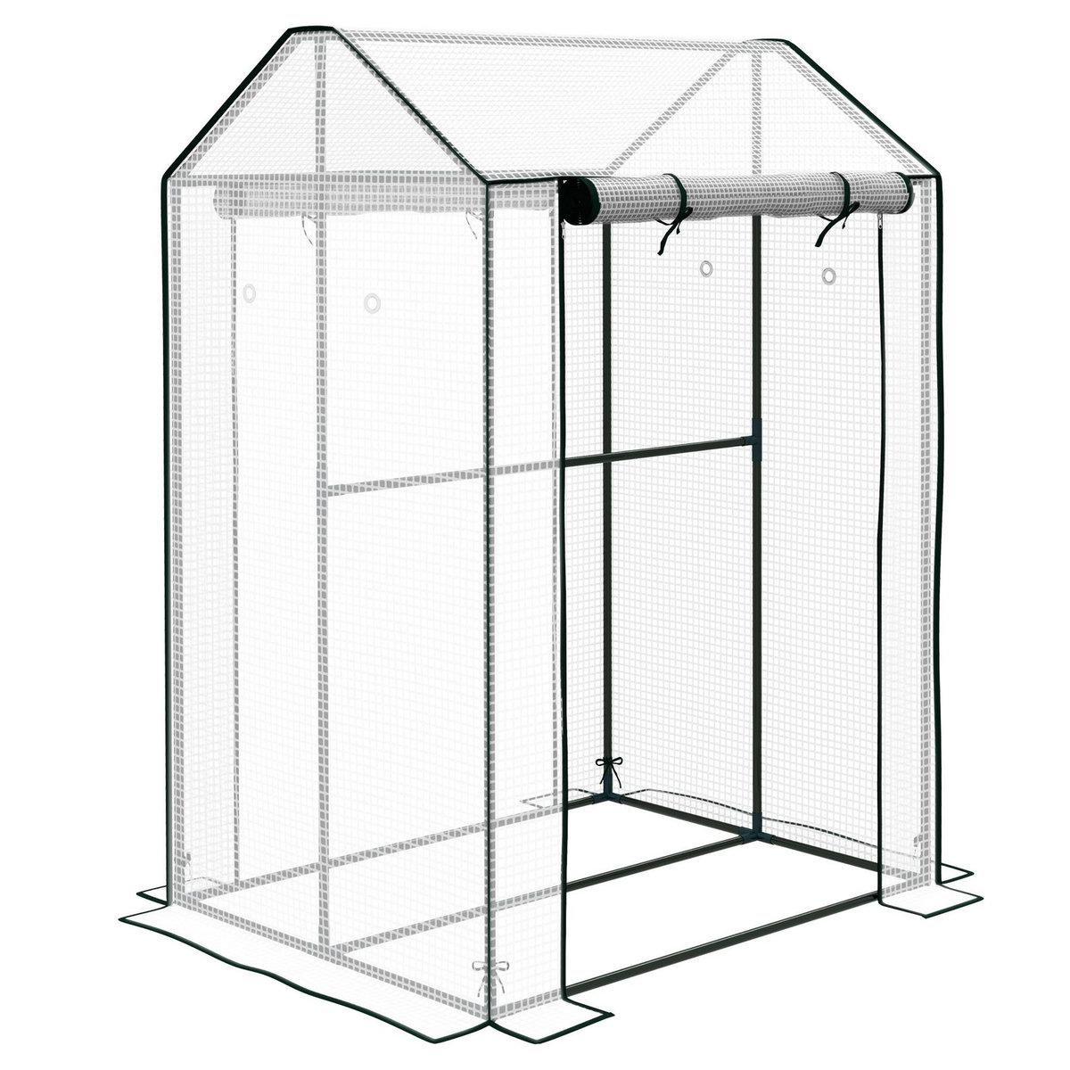 OUTSUNNY Serre de jardin 0,8 m² - 2 espaces, 2 portes enroulables - acier PE transparent