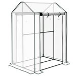 OUTSUNNY Serre de jardin 0,8 m² - 2 espaces, 2 portes enroulables - acier PE transparent