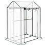 Voir la diapositive 1 : OUTSUNNY Serre de jardin 0,8 m² - 2 espaces, 2 portes enroulables - acier PE transparent