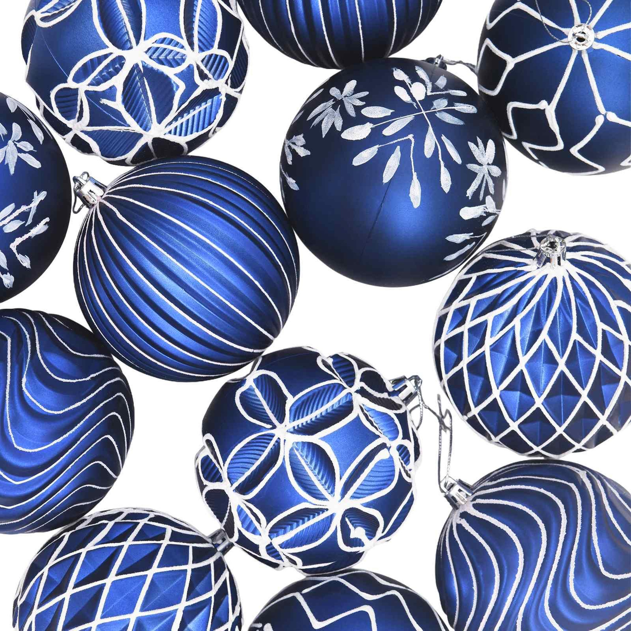 Voir la diapositive 6 : VIDAXL Ensemble de boules de Noël XL 12 pc Bleu et Blanc Diam. 10 cm
