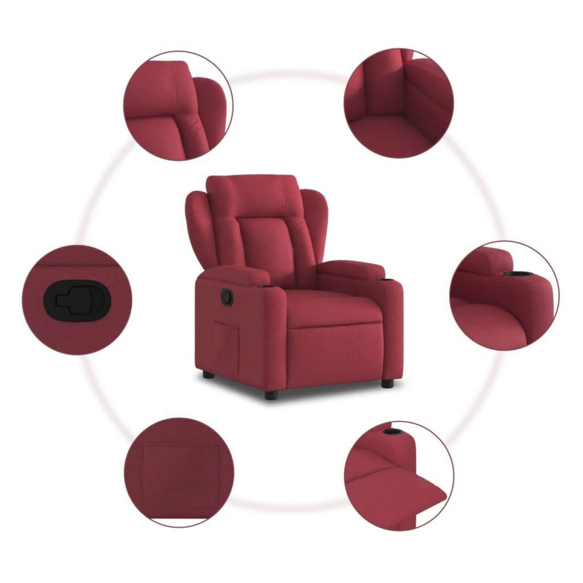 VIDAXL Fauteuil inclinable Rouge bordeaux Tissu