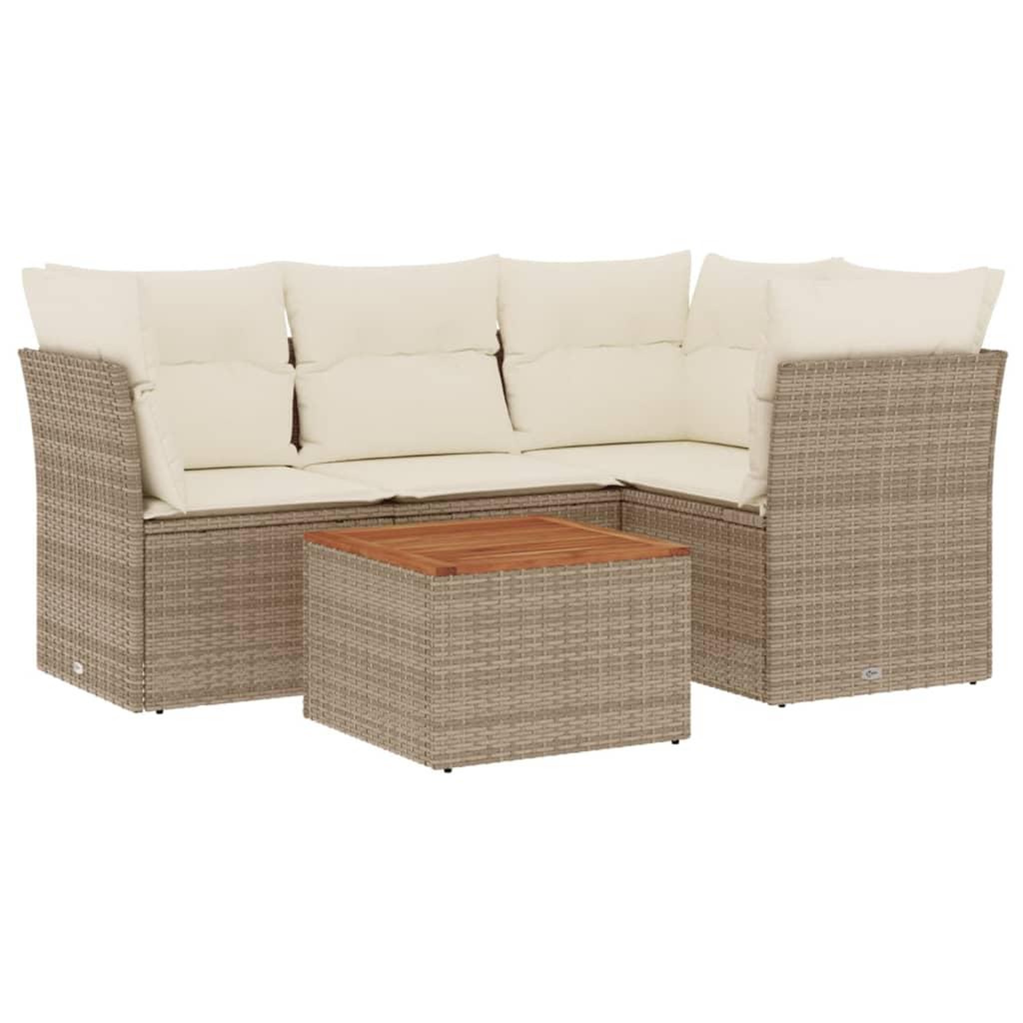 Voir la diapositive 2 : VIDAXL Salon de jardin avec coussins 5 pcs beige resine tressee