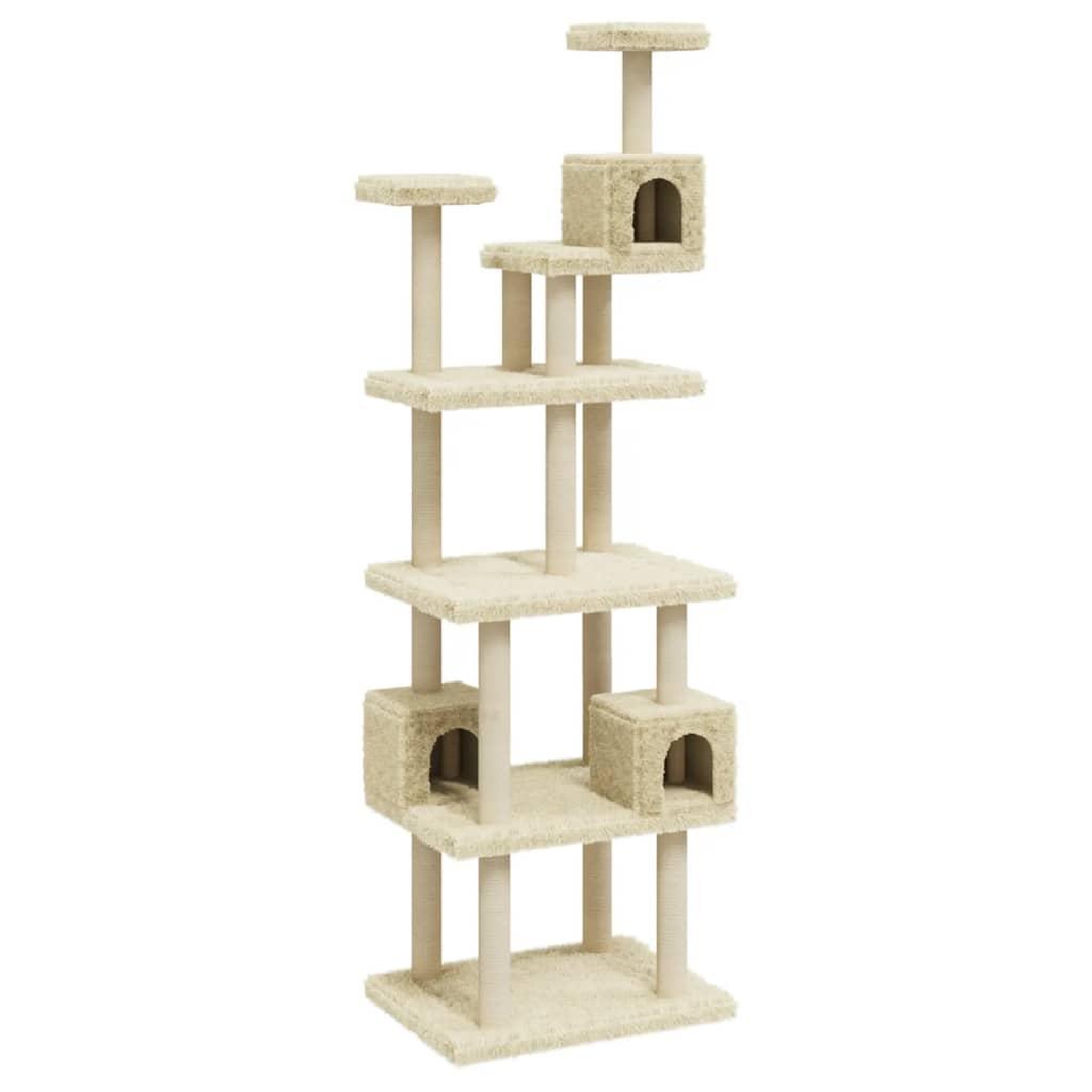 Voir la diapositive 2 : VIDAXL Arbre a chat avec griffoirs en sisal Creme 188 cm