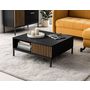 Voir la diapositive 1 : BEST MOBILIER Savanna - table basse - effet bois et noir - 1 tiroir et 1 niche - 80 cm