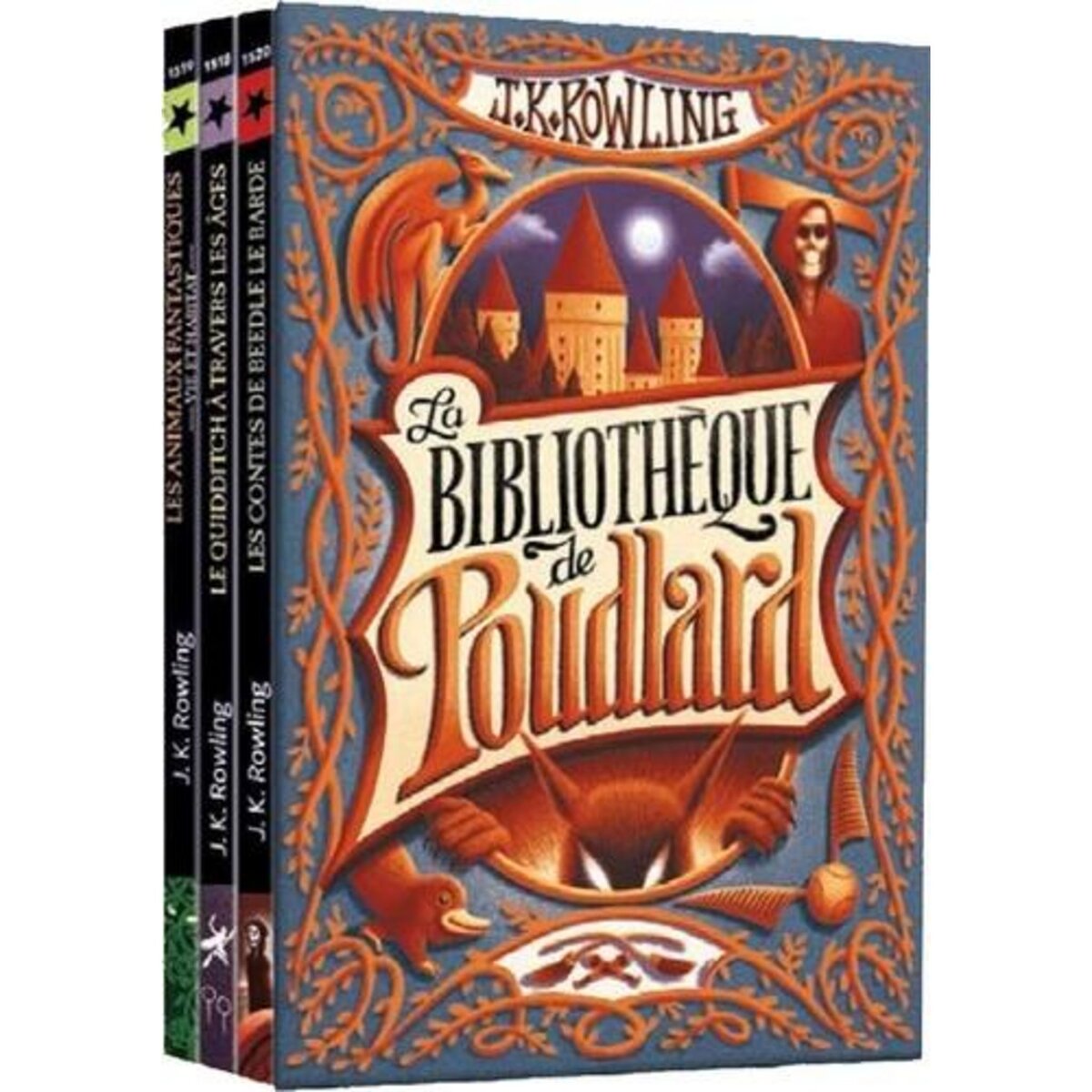 LA BIBLIOTHEQUE DE POUDLARD. COFFRET EN 3 VOLUMES : LE QUIDDITCH A TRAVERS LES AGES ; LES ANIMAUX FANTASTIQUES ; LES CONTES DE BEEDLE LE BARDE, Rowling J.K.