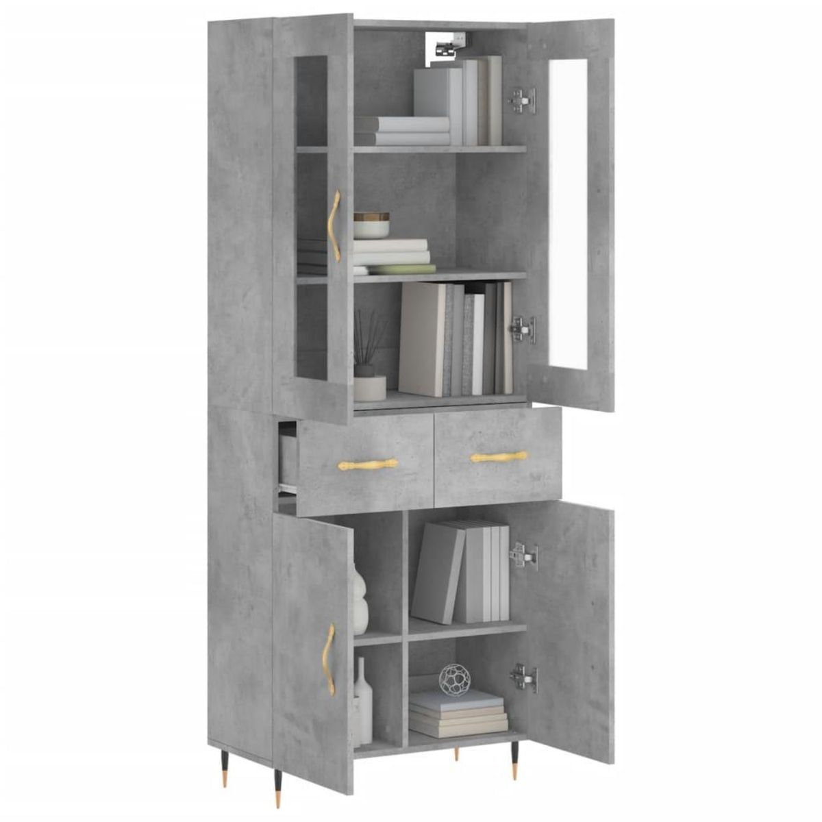 VIDAXL Buffet haut Gris beton 69,5x34x180 cm Bois d'ingenierie