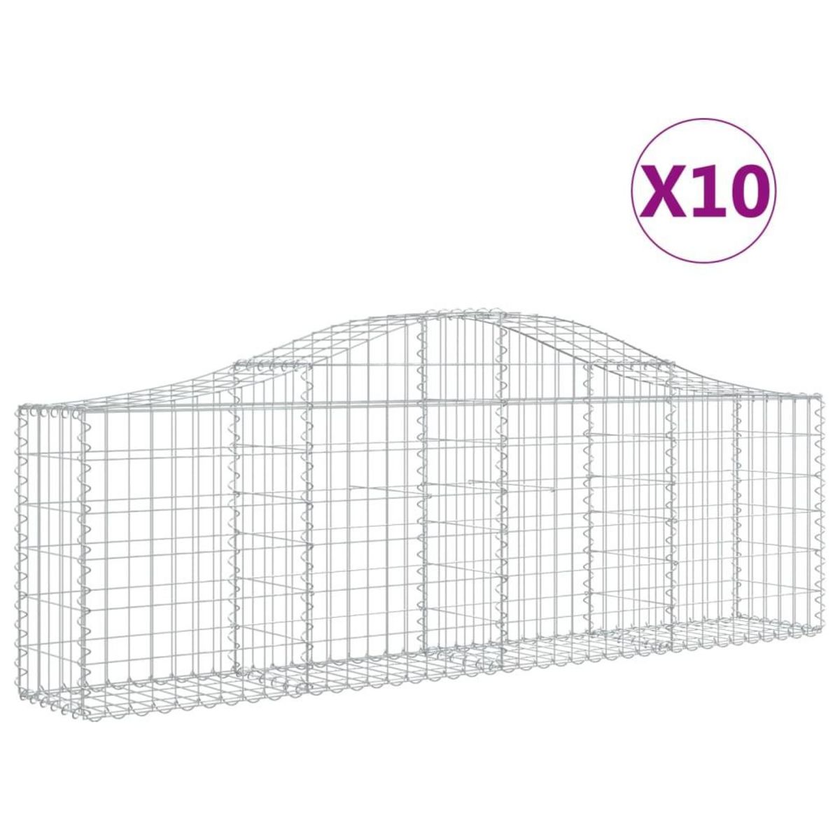 VIDAXL Paniers a gabions arques 10 pcs 200x30x60/80 cm Fer galvanise
