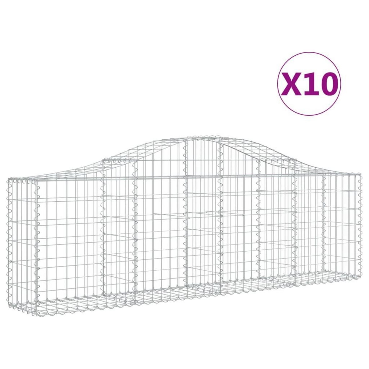 VIDAXL Paniers a gabions arques 10 pcs 200x30x60/80 cm Fer galvanise