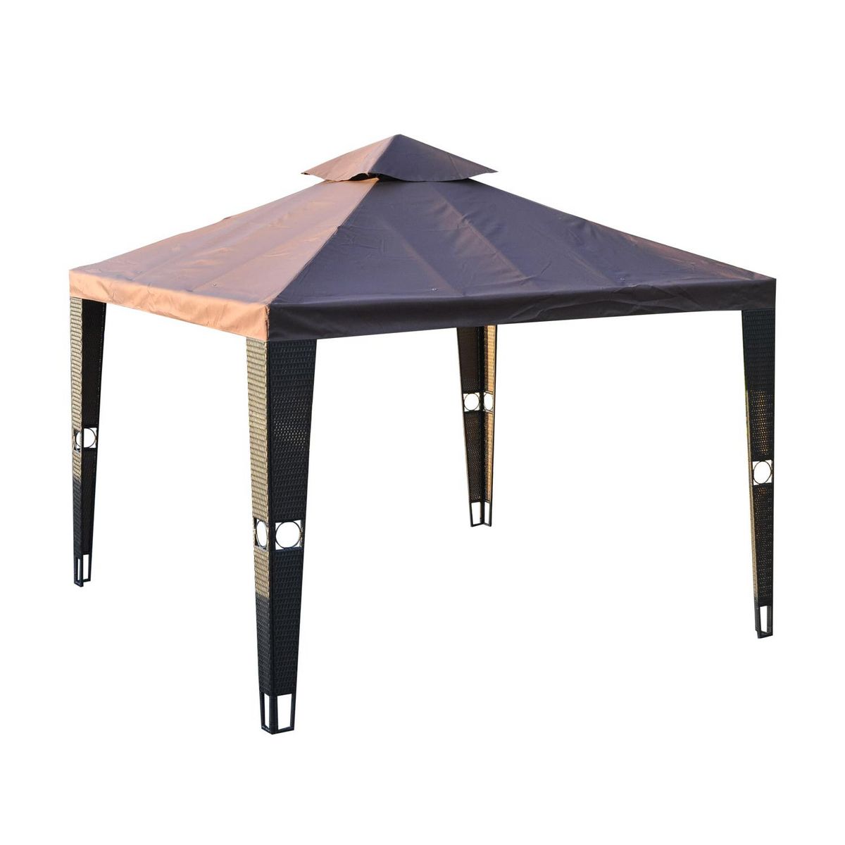 OUTSUNNY Toile de rechange pour pavillon tonnelle tente 3 x 3 m polyester haute densité 180 g/m² chocolat