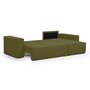 HOMIFAB Canapé d'angle convertible réversible 4 places avec coffre de rangement en tissu vert olive - Livia New